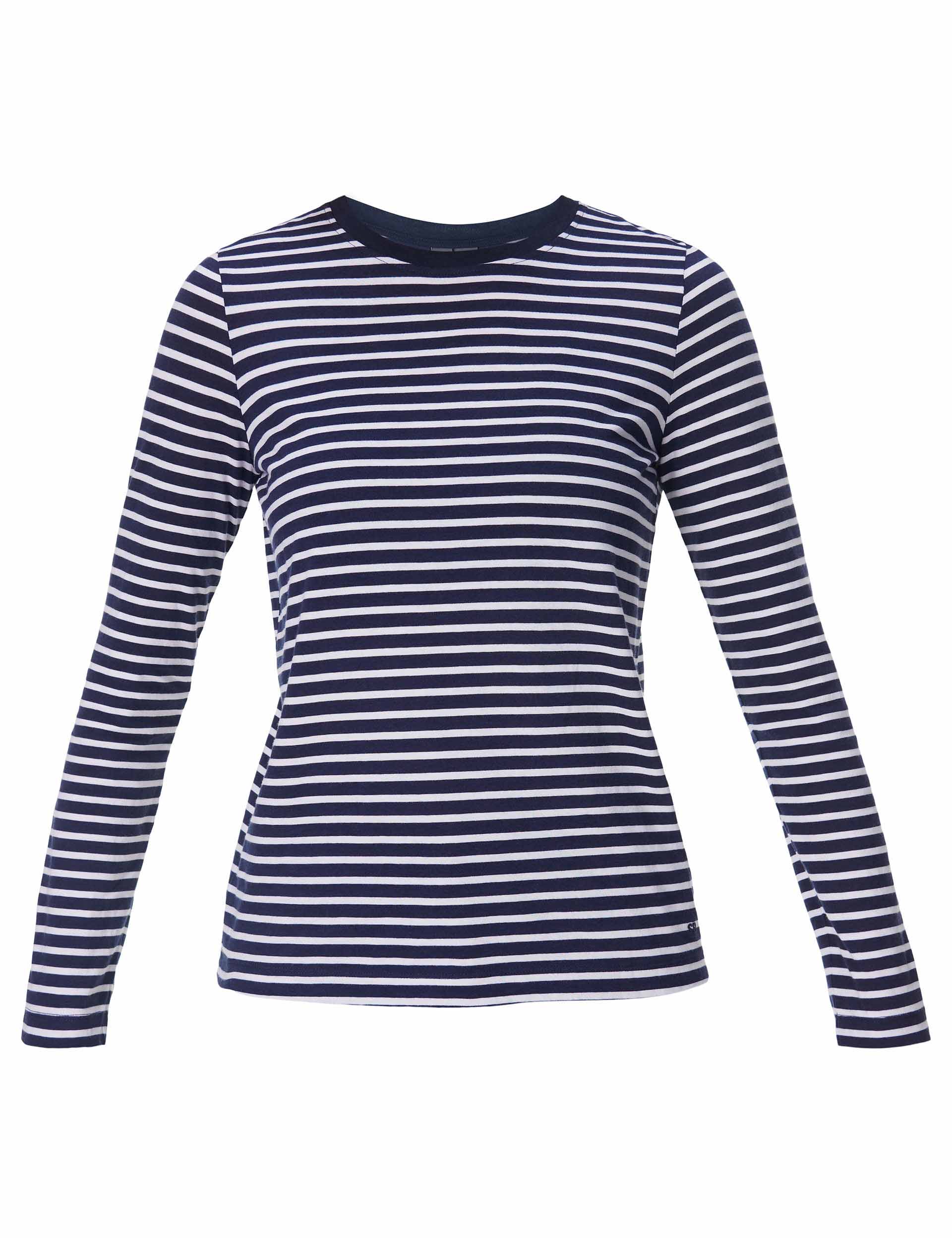 Premium Long Sleeve T-Shirt for Men & Women - Navy Blue with White Stripes - Comfortable Casual Wear for Everyday, Work & Outdoor Activities