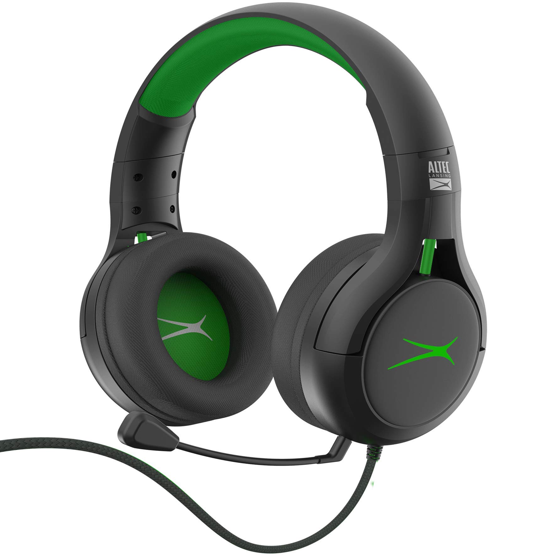 Altec Lansing AL6000 Gaming Headset for Xbox One & PlayStation - Surround Sound, Noise Cancelling Mic, RGB Lighting (Xbox Green/PS Blue/Black) - Perfect for Competitive Gaming & Immersive Gameplay