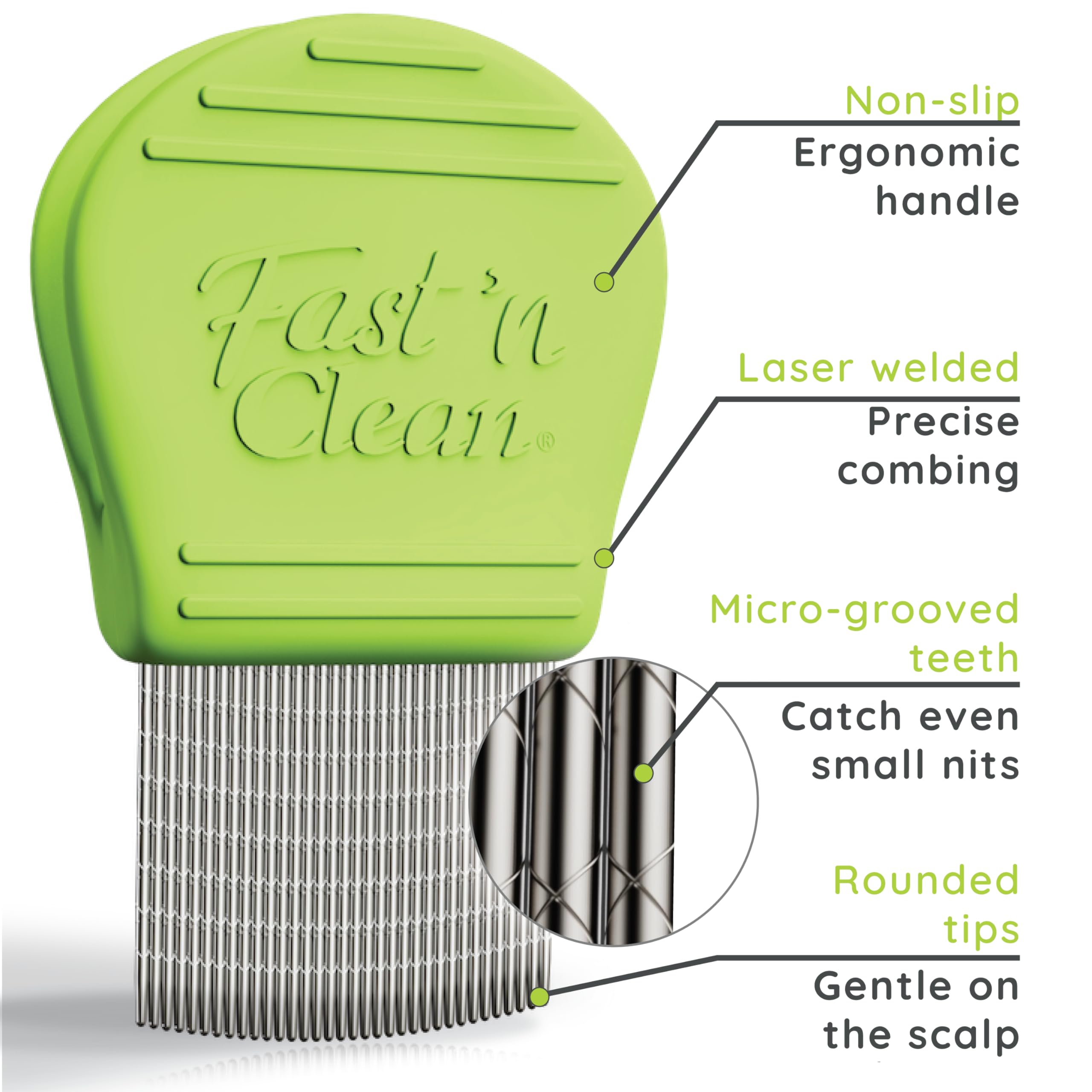 Self-Cleaning Lice Comb for Fast & Effective Treatment - Stainless Steel Nit Comb for Kids & Adults - Perfect for Home, School & Travel Use