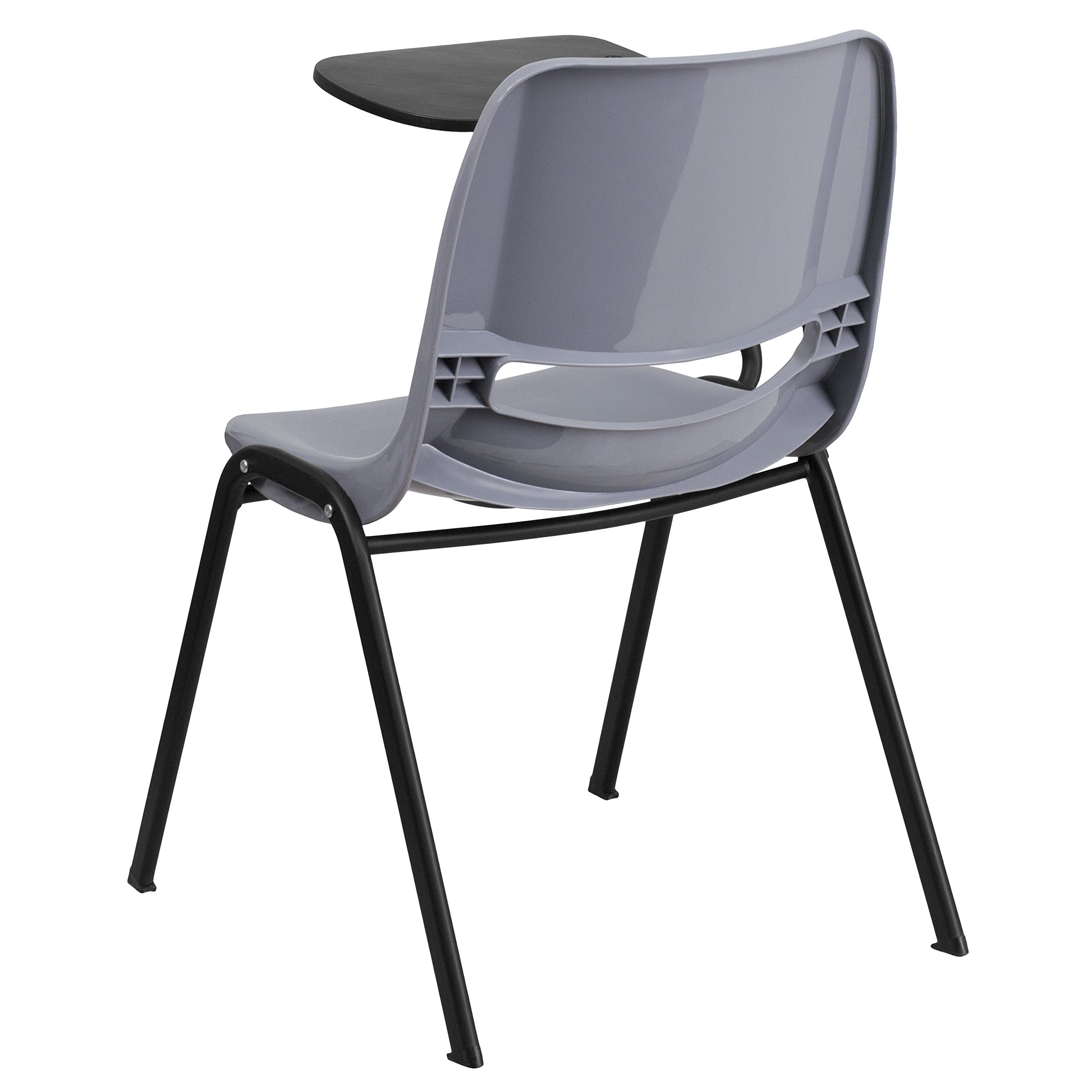 EMMA + OLIVER Gray Ergonomic Office Chair with Flip-Up Tablet Arm - Left-Handed Adjustable Desk Chair for Home & Office Workspaces - Perfect for Conference Rooms, Study Areas and Remote Workstations