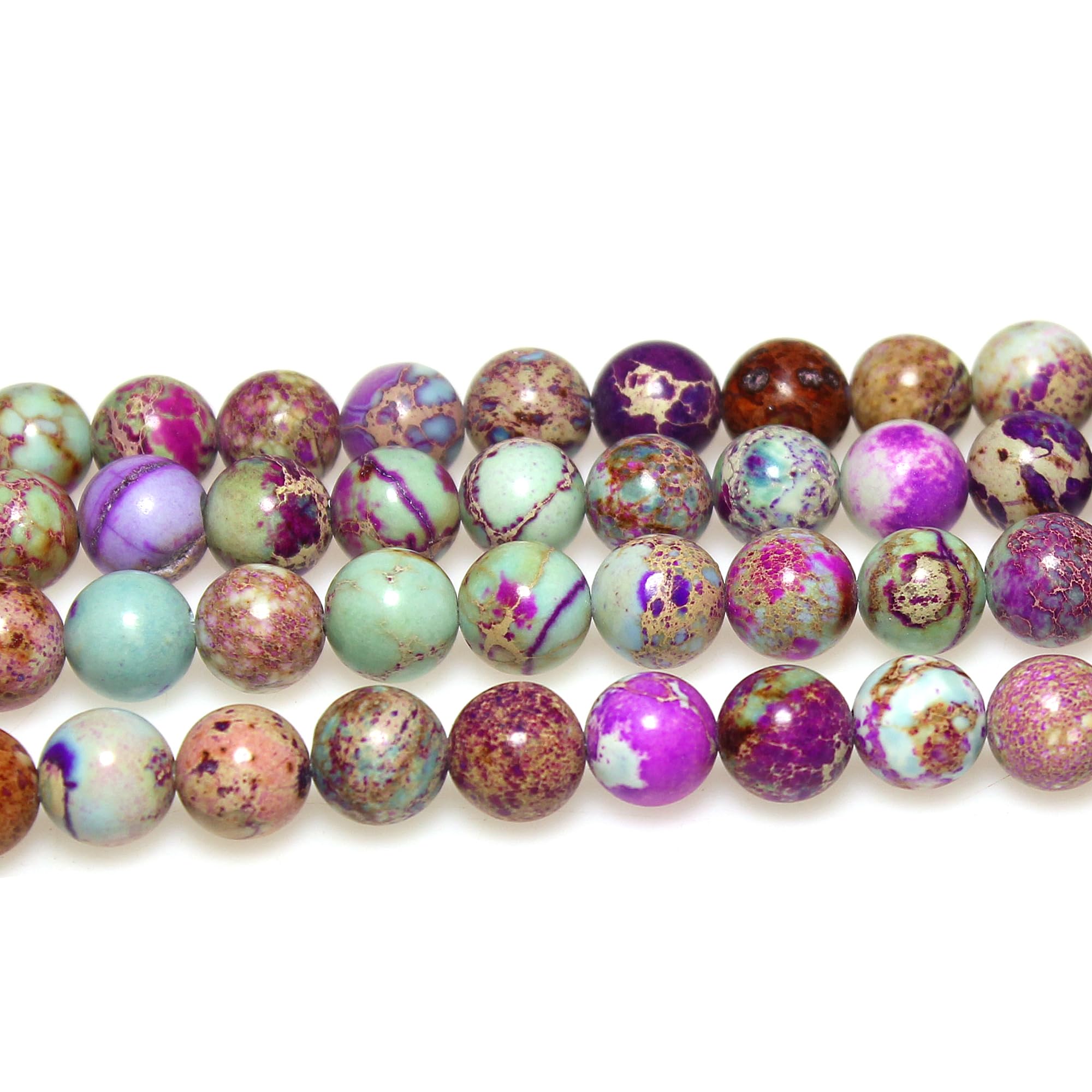 Natural Purple Blue Emperor Jasper Round Stone Beads 8mm - Loose Beads for Jewelry Making, DIY Bracelets, Necklaces & Handmade Crafts - Perfect for Boho, Hippie & Fashion Jewelry Designs
