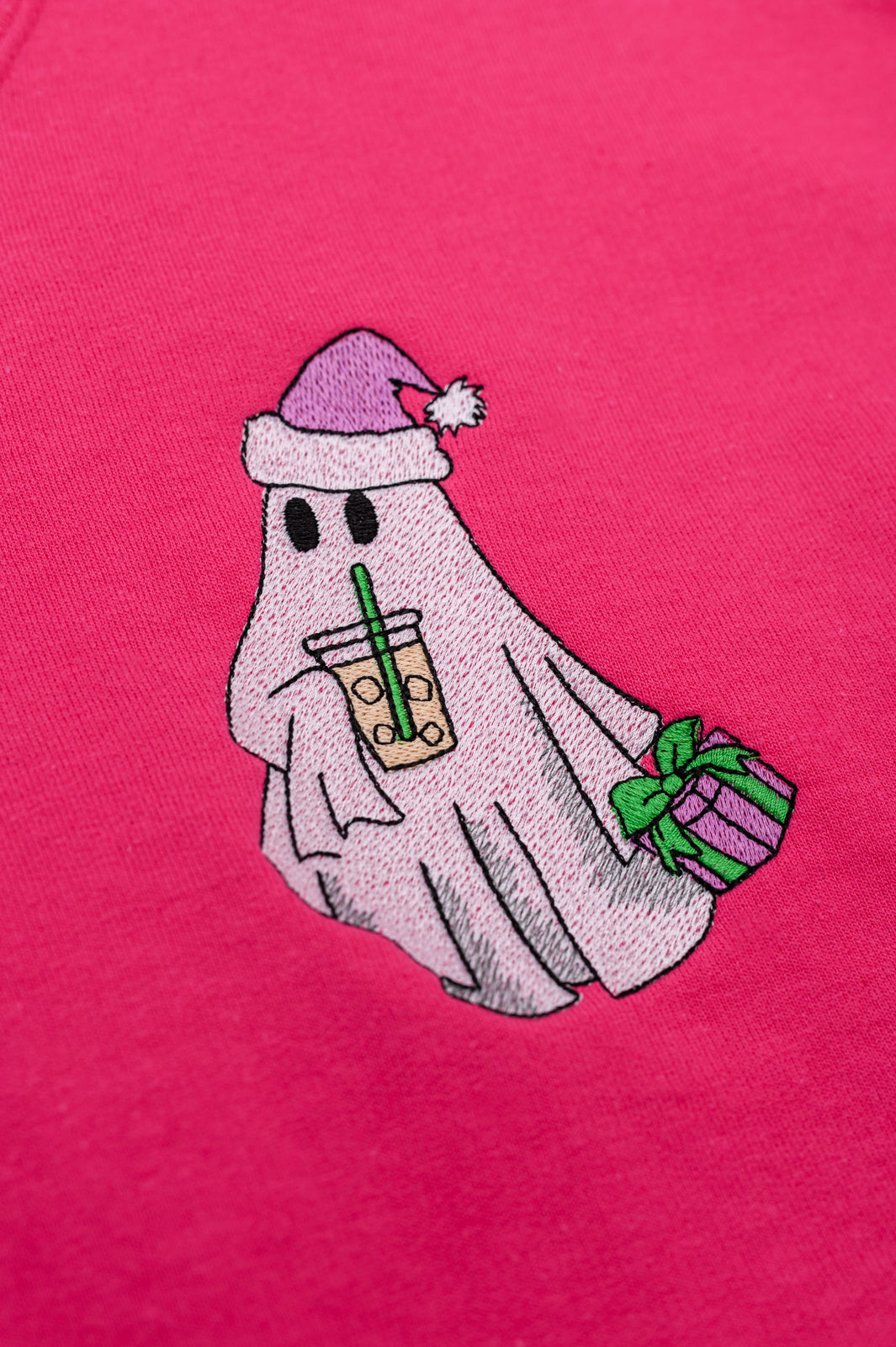 Bougie Santa Ghost Embroidered Sweatshirt - Christmas Holiday Funny Xmas Sweater for Women & Men - Perfect for Ugly Sweater Parties & Festive Gatherings