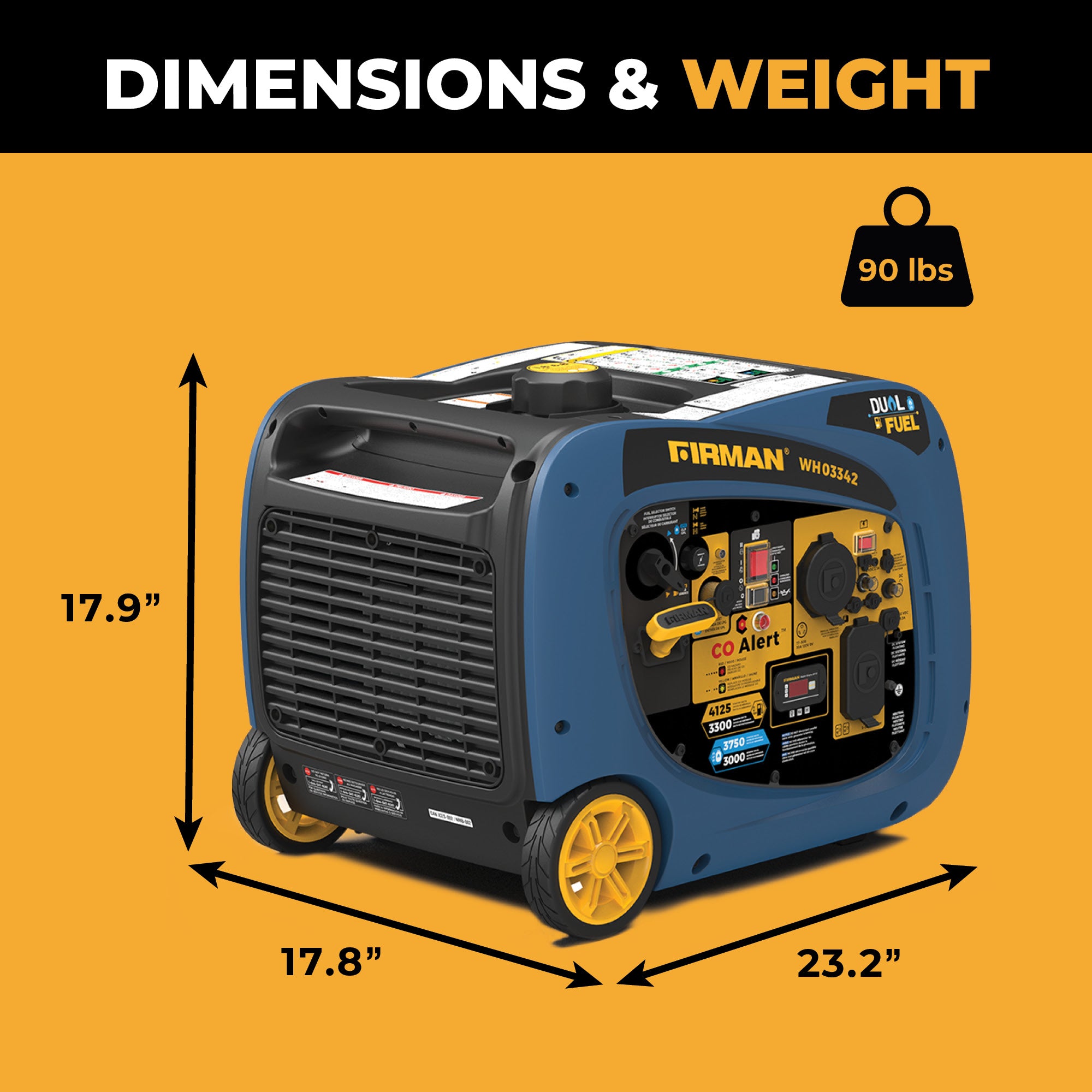 4125W Dual Fuel Inverter Generator with Electric Start & CO Alert - Portable Power for Camping, RV, Emergency Backup & Home Use