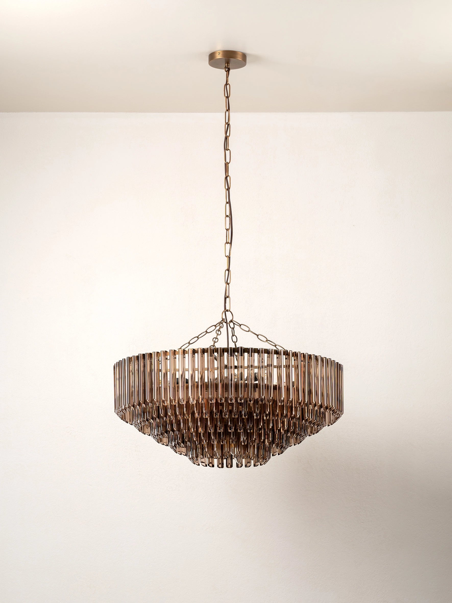 Petalia 9-Light Bronze Chandelier with Smoked Chocolate Glass Tubes - Elegant Dining Room & Living Room Lighting Fixture for Home Decor
