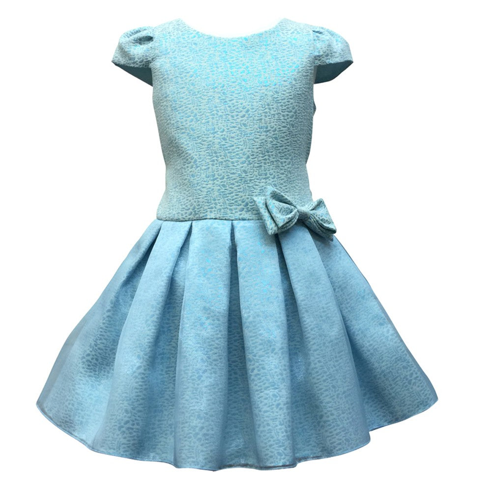 Big Girls Blue Organza Overlay Pleated Flower Girl Dress - Size 8-12 - Perfect for Weddings, Baptisms & Special Occasions