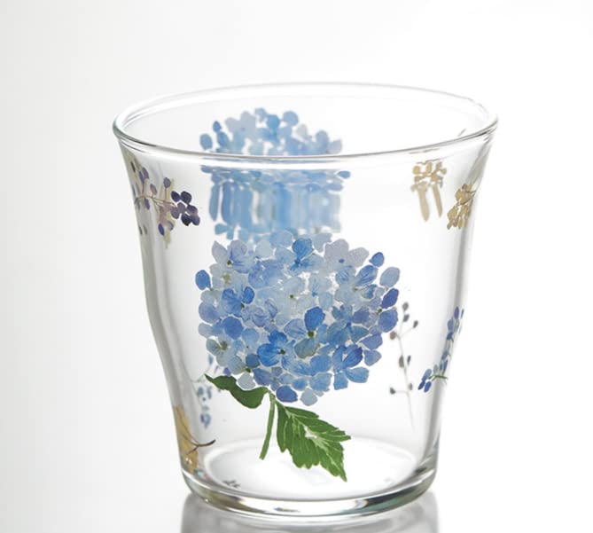 Blue Hydrangea Flower Pattern Glass Mug - Elegant Coffee & Tea Drinking Cup for Women, Perfect Gift for Wife & Girls - Ideal for Home, Office & Gifts