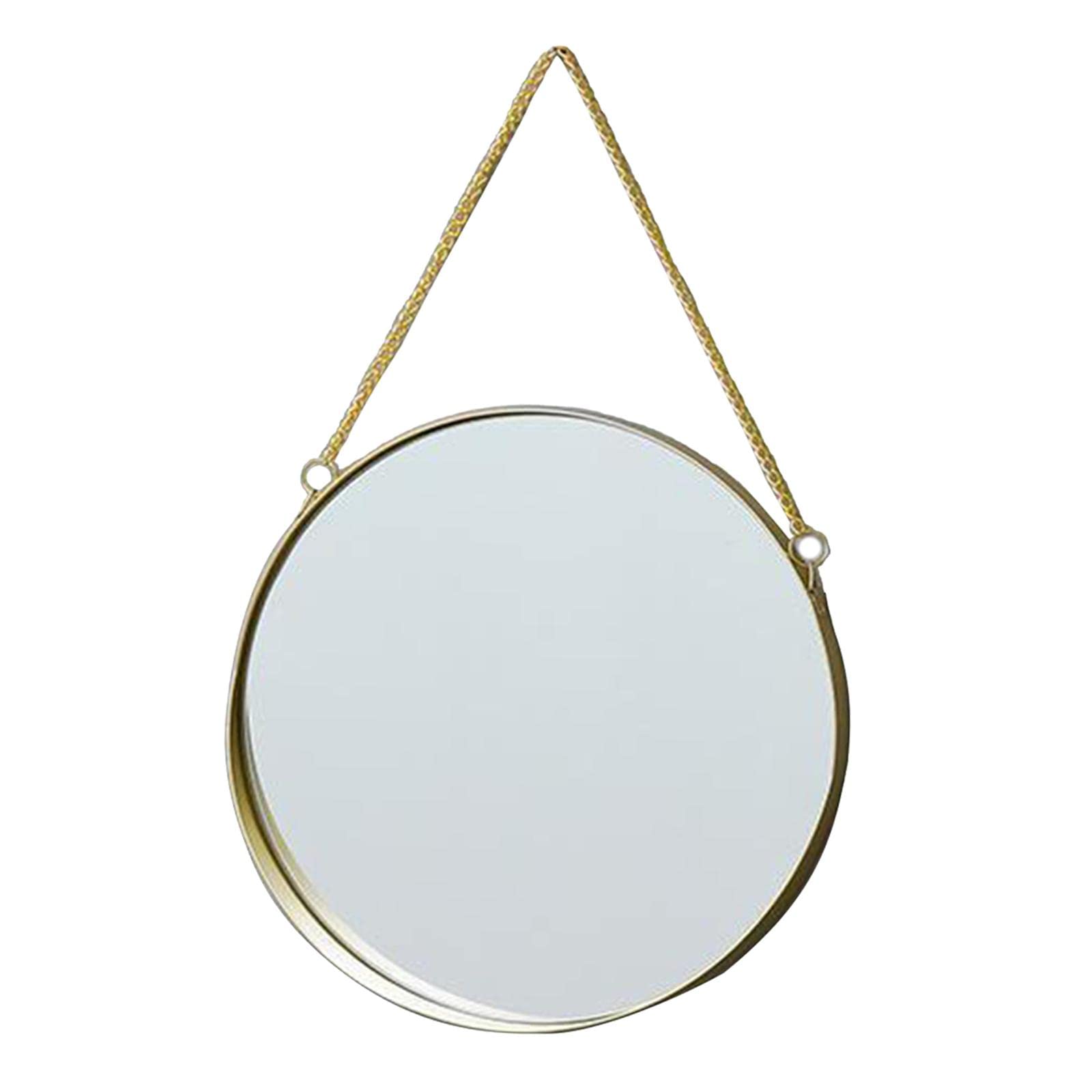 Gold Wall Hanging Mirror with Chain - Elegant Round Bedroom & Bathroom Decor Mirror for Vanity, Dressing Table, Hallway, and Entryway Décor