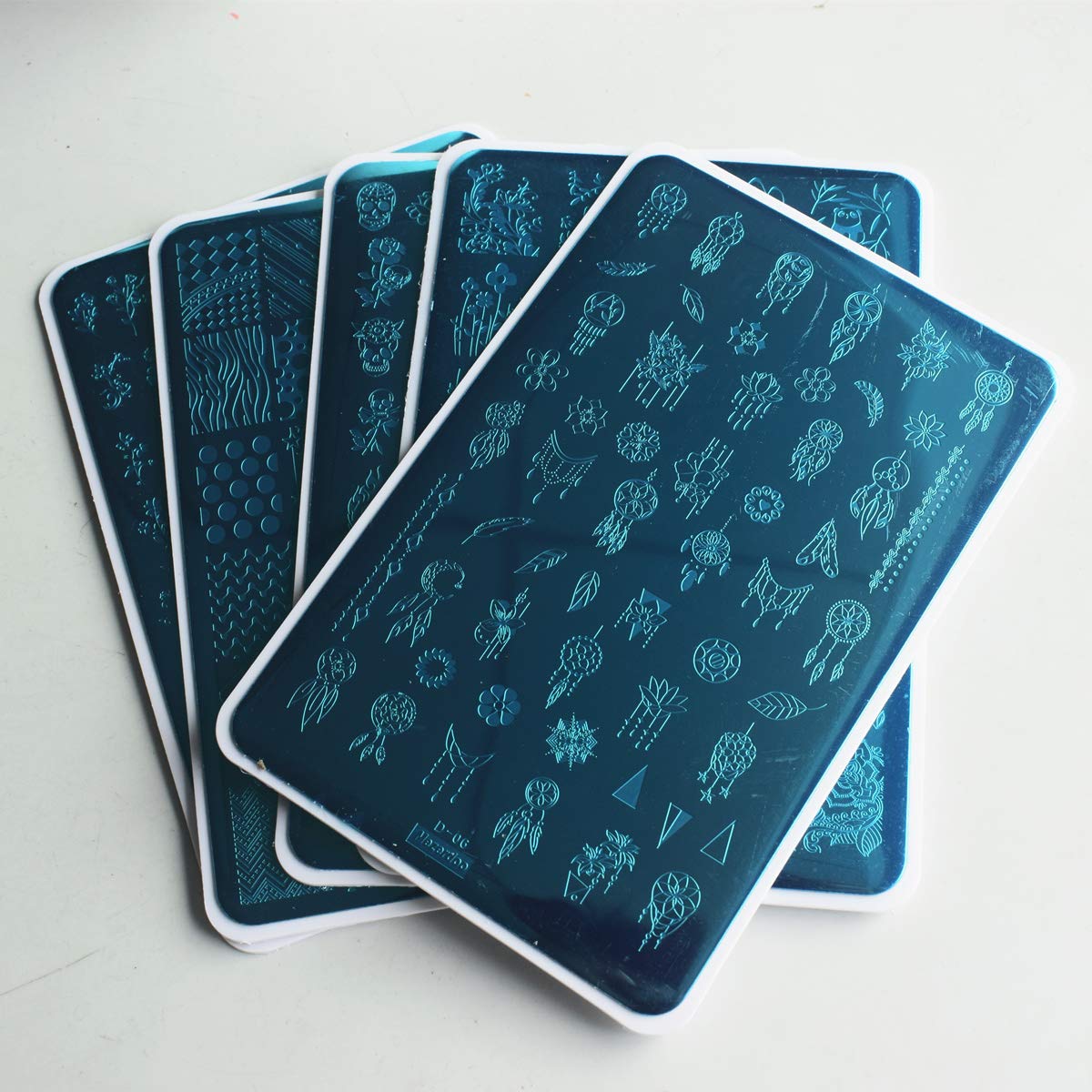 5-Piece Large Nail Stamping Plates Set - Rose, Skull, Leaf, Panda Designs - 9.5x14.5CM Rectangle Nail Art Templates for Professional & DIY Manicures - Perfect for Home Salons, Parties & Gift Giving