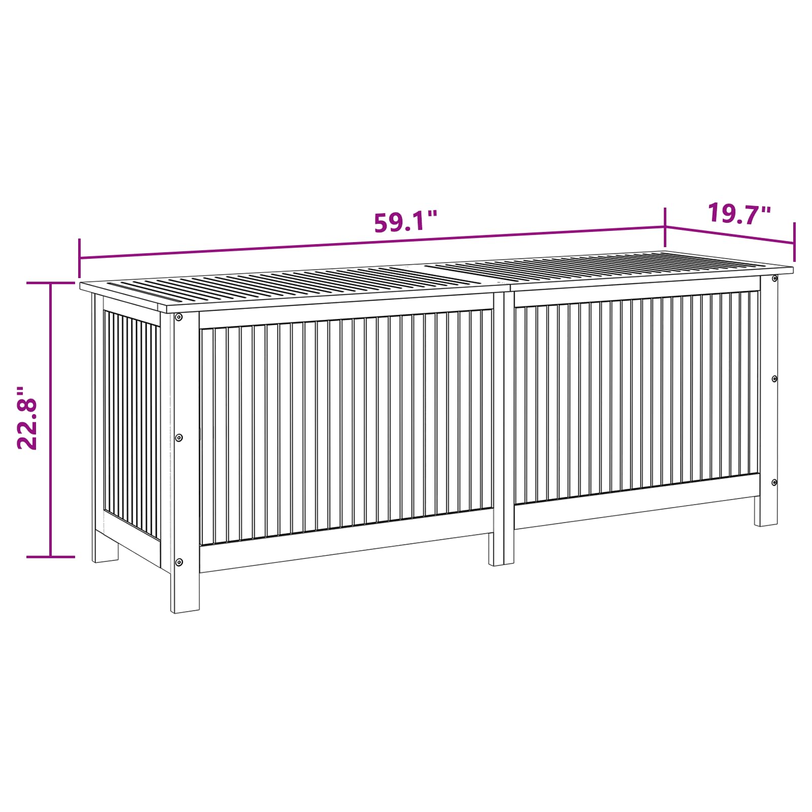 vidaXL Outdoor Storage Box - 59.1''x19.7''x22.8'' Deck Box with Gas-Lift Lid & Waterproof Zippered Bag - Solid Acacia Wood Patio Furniture - Perfect for Garden, Poolside & Backyard Storage