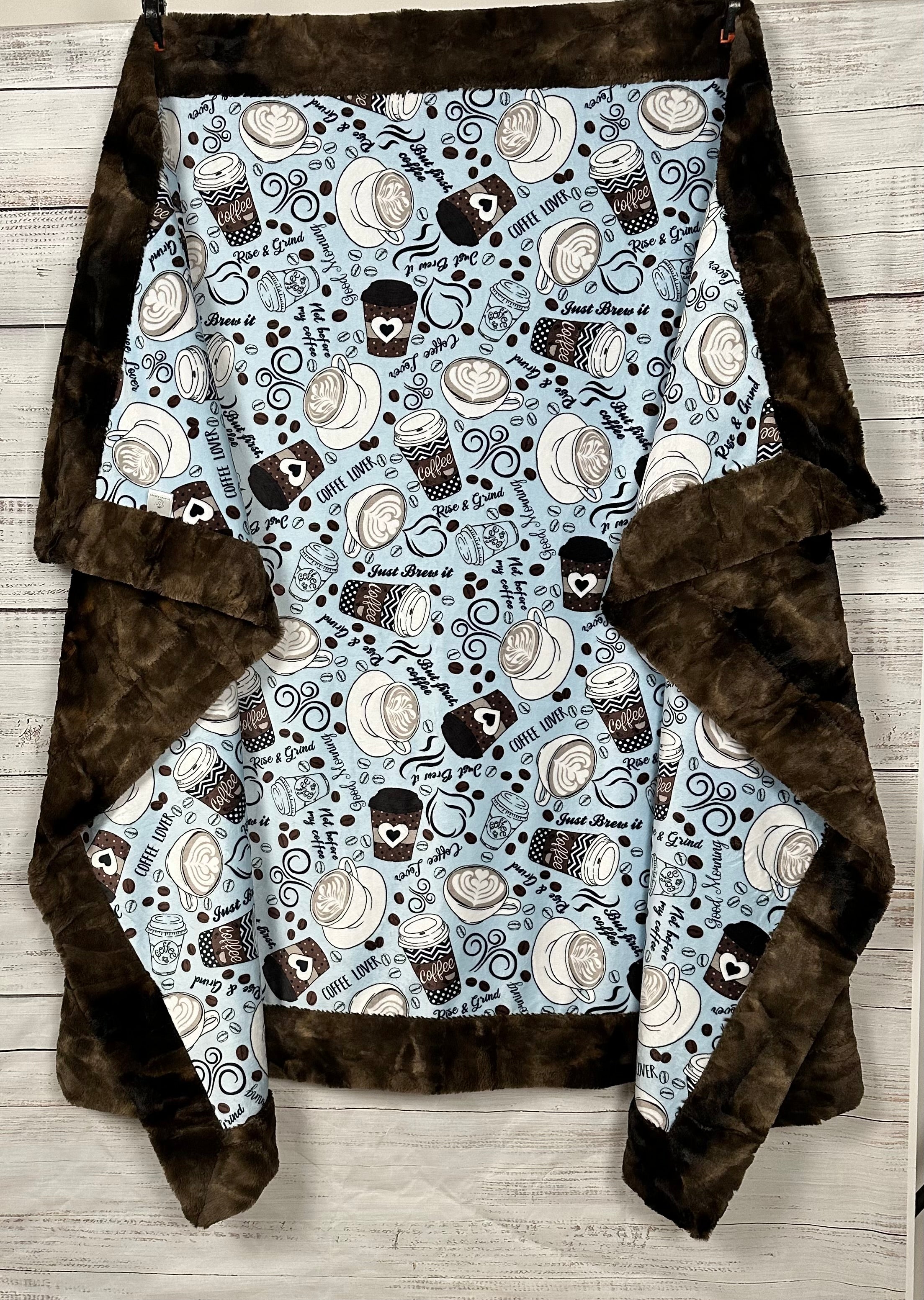 Rise & Grind Brown Rabbit Tie Dye Adult XL Minky Blanket 53x81 - Soft Cozy Throw for Bed, Couch & Outdoor Use