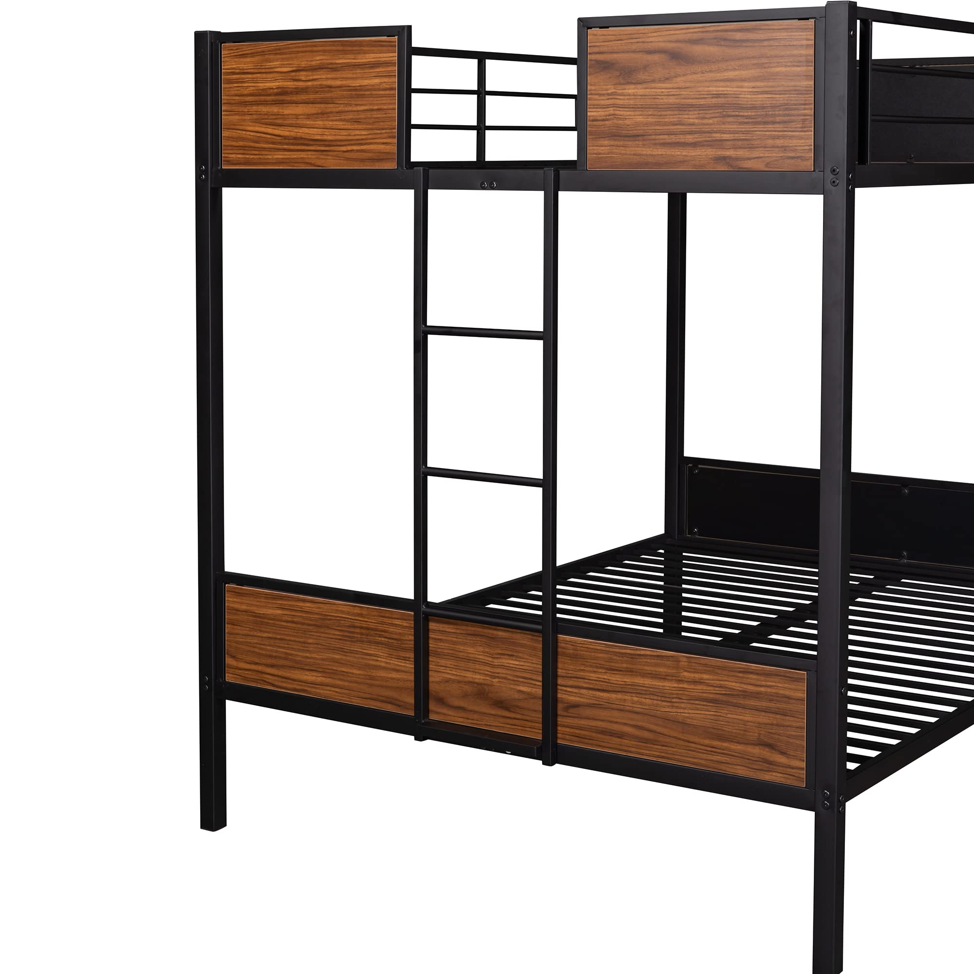 Sturdy Metal Bunk Bed with Built-in Ladder | Full Over Full Size Bed Frame with Safety Guardrails | Space-Saving Dorm & Bedroom Furniture | Under Bed Storage Design | Ideal for Kids Rooms, Guest Rooms & Small Spaces (Black)
