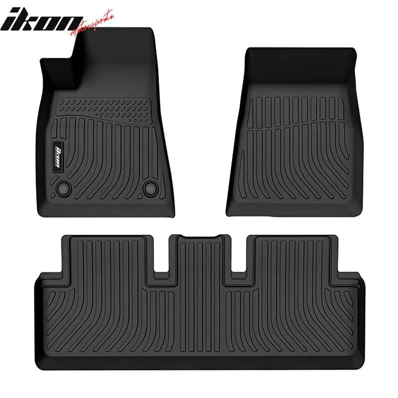 IKON 3D Molded All-Weather Floor Mats for Tesla Model 3 (2017-2023) - TPE Thermo Plastic Elastomer Protection Pad - Perfect for Daily Commute, Road Trips & Winter Driving