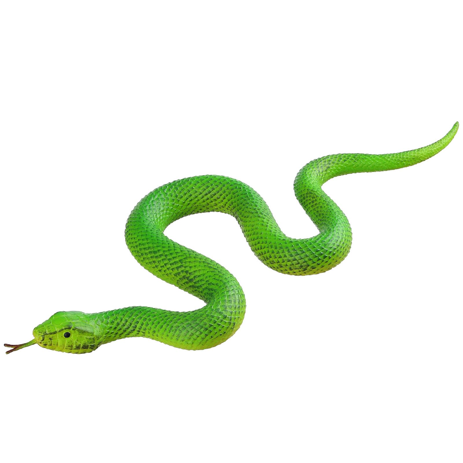 Realistic Fake Snake Toy - Stretchy Rubber Lifelike Snake Figure for Halloween Pranks, Stress Relief & Educational Play - Perfect Kids Birthday Party Gift (Green) | Great for Prank Gags, Classroom Learning & Sensory Play