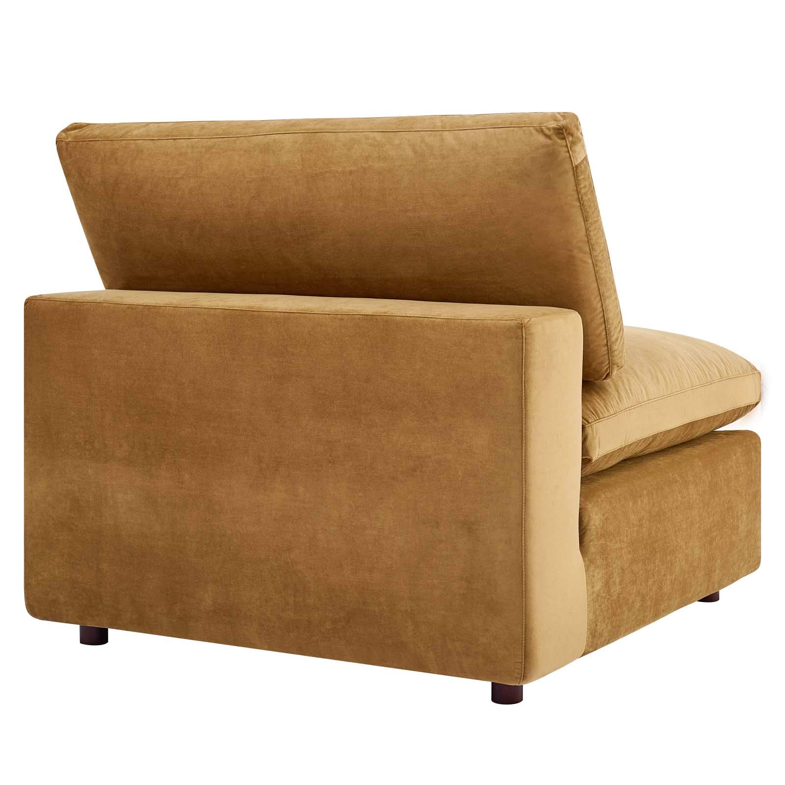 Modway Commix 5-Piece Sectional Sofa with Down Filled Overstuffed Cushions & Performance Velvet Upholstery in Cognac Brown - Perfect for Living Room, Family Room or Home Theater Seating