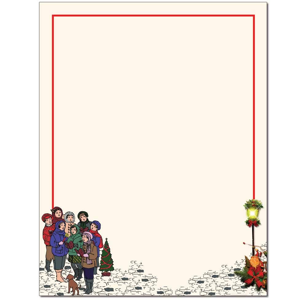 Premium Caroling Letterhead Paper - 100 Sheets for Laser & Inkjet Printers - Perfect for Holiday Greetings, Business Correspondence & Festive Stationery