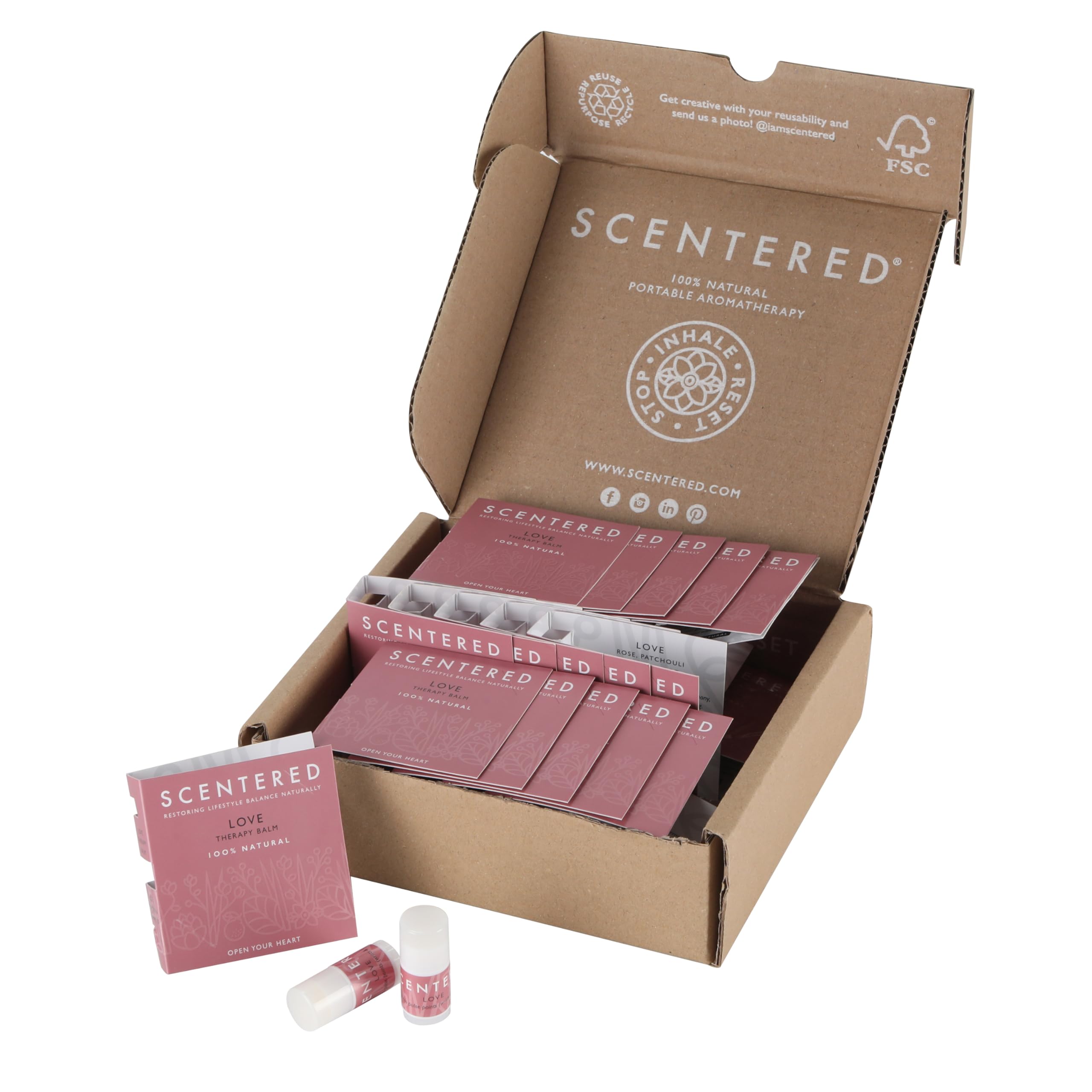 Scentered Aromatherapy Balms Gift Set - 30 Mini Essential Oil Balms (Rose, Patchouli & Cedarwood) for Wedding Favors, Corporate Gifts & Employee Appreciation - Perfect for Stress Relief, Spa Days & Self-Care Moments