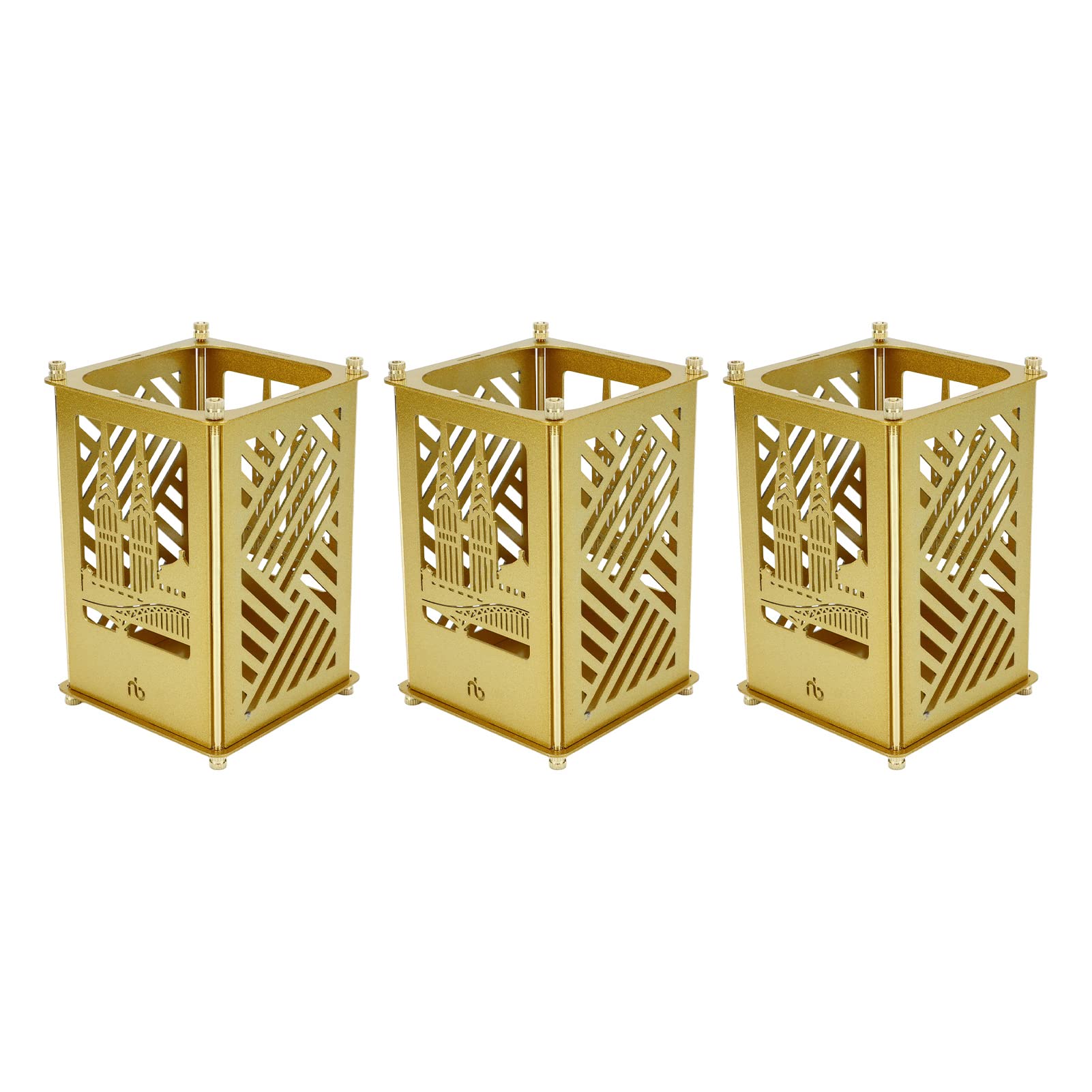 Gold Metal DIY Assembled Pen Holder - Innovative Pencil & Makeup Brush Organizer for Office, Classroom, Home | Stylish Desk Accessory for Organization & Decor