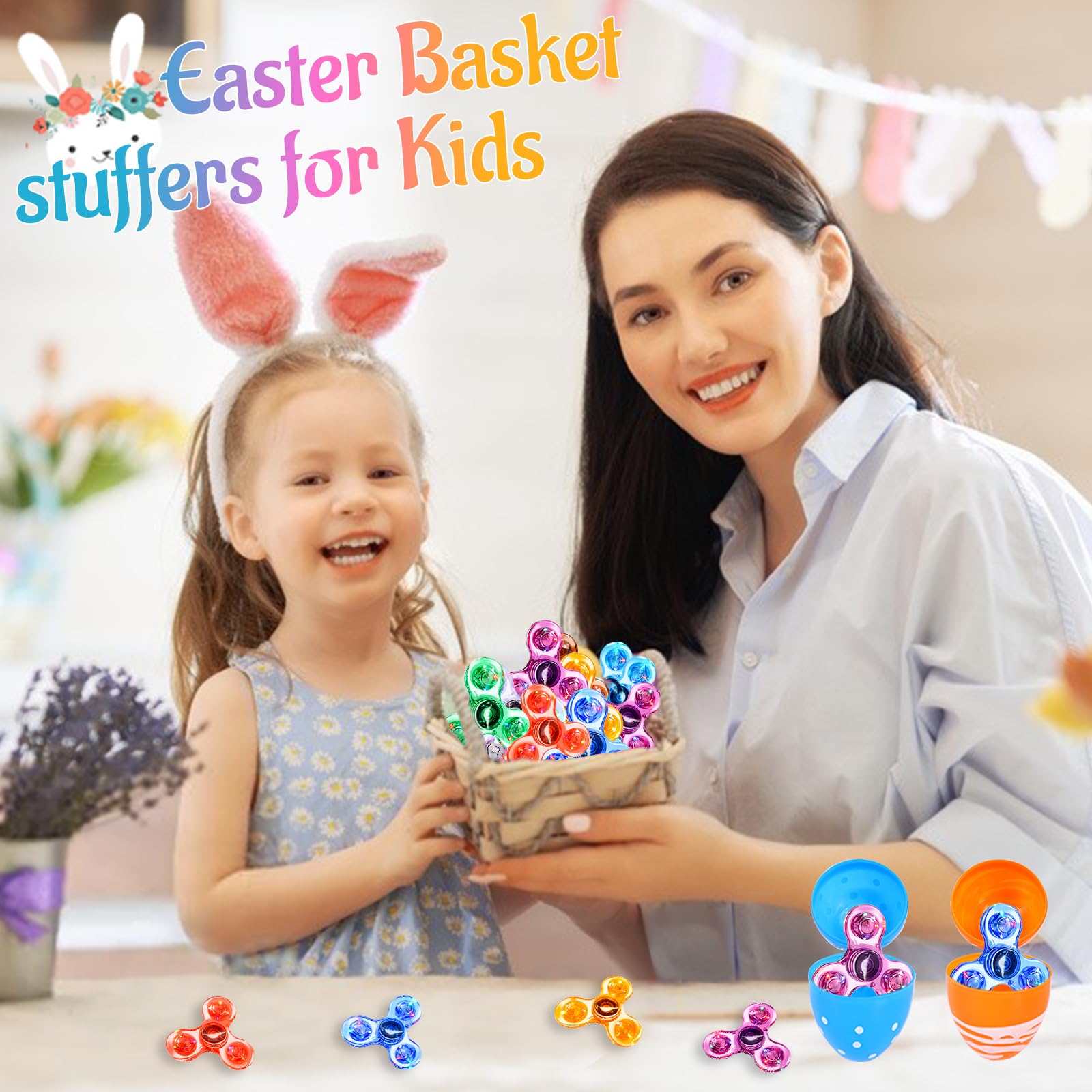 Gigilli 8 Pack LED Fidget Spinners for Kids & Adults - Light Up Sensory Toys for Stress Relief, Party Favors, Classroom Prizes - Glow in The Dark Anxiety Relief Toys for Ages 8-12 - Perfect for Birthday Parties, Easter Baskets, and School Goodie Bags