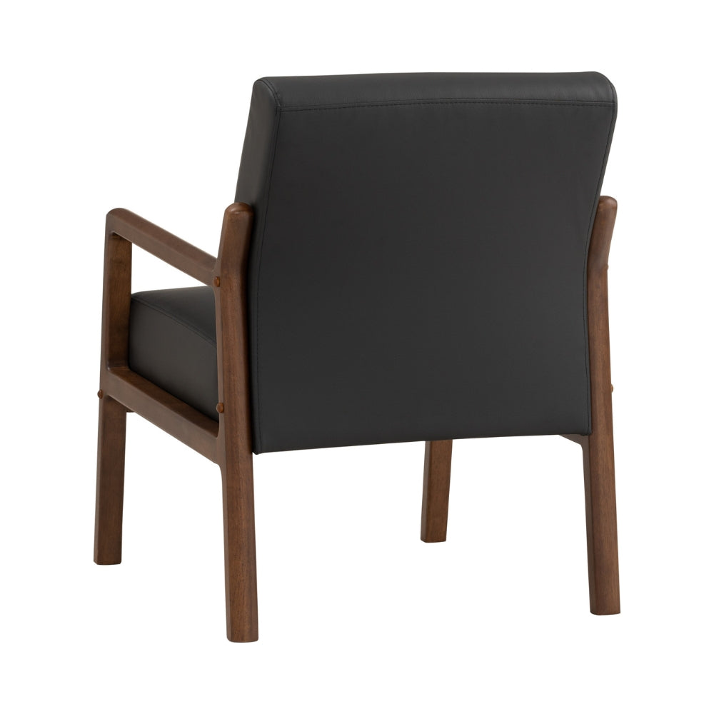 Premium Black & Walnut MENDO Lounge Chair - Modern Accent Chair for Living Room, Bedroom & Office - Perfect for Relaxing, Reading & Home Decor