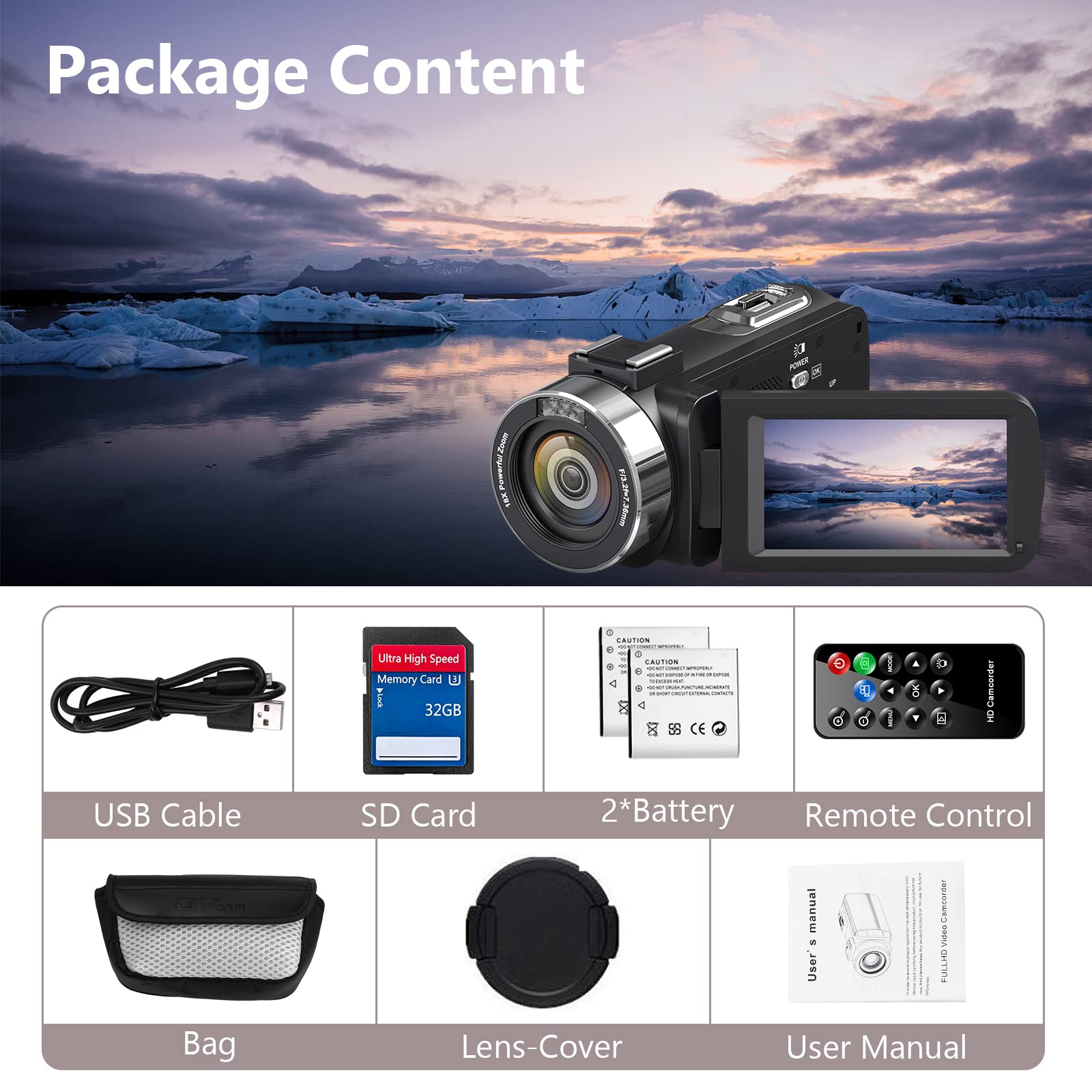 4K Ultra HD 48MP Camcorder with IR Night Vision & 18X Digital Zoom - 3