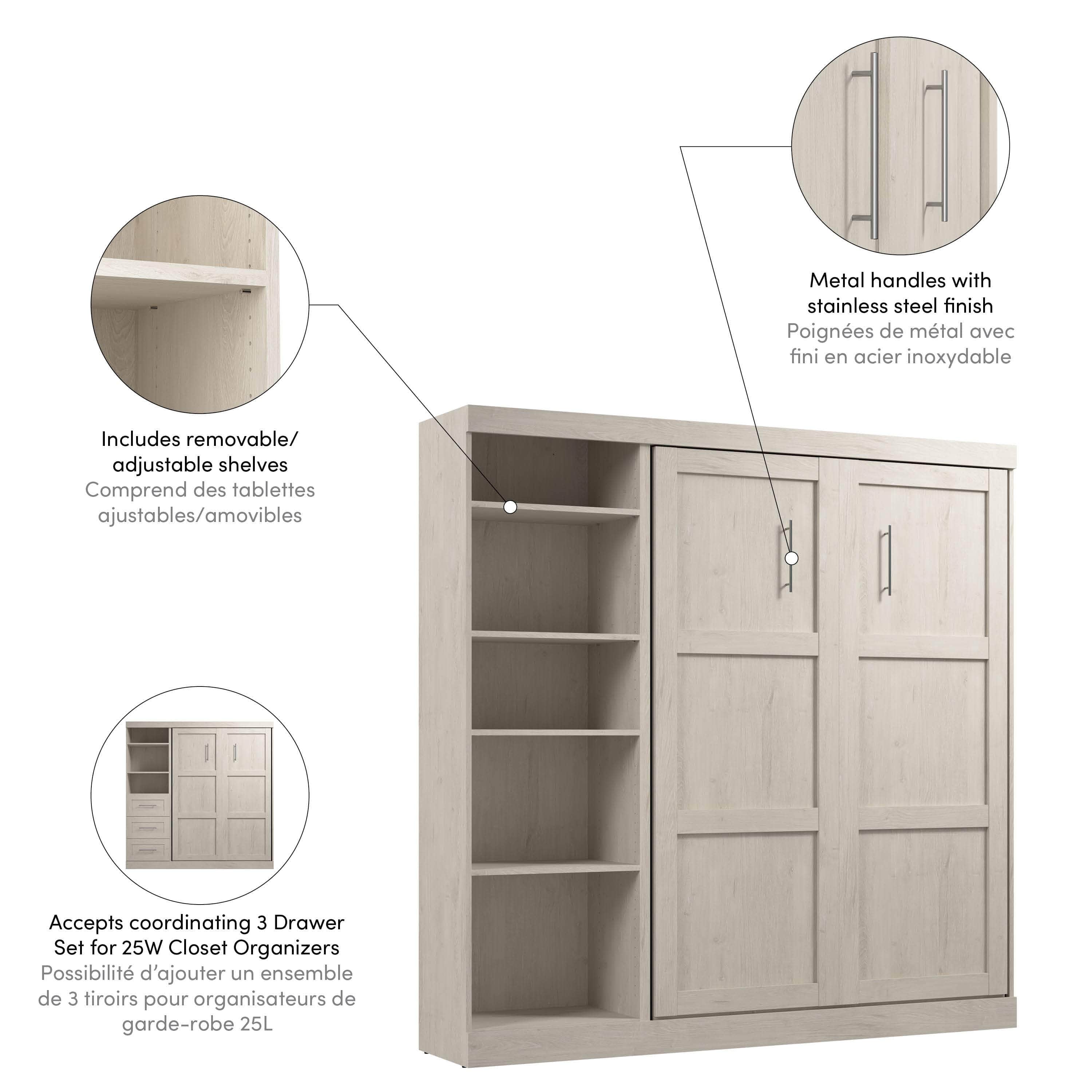 Pur Full Murphy Full Bed with Storage Unit (84W) - 7 Color Options | Space-Saving Wall Bed for Small Apartments & Guest Rooms
