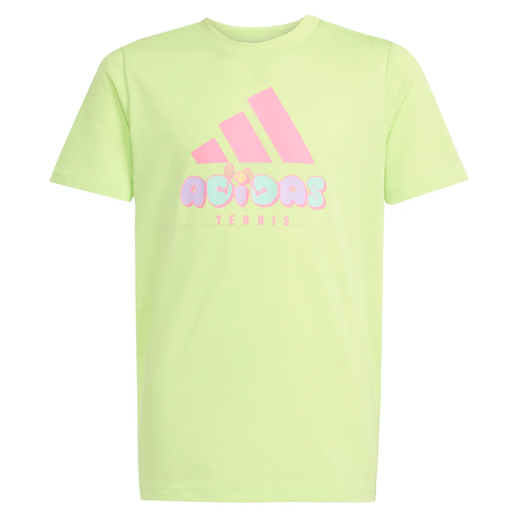 Trendy Juniors Graphic Tennis Tee in Vibrant Pulse Lime - Perfect for Casual Wear, Sports & School Outfits
