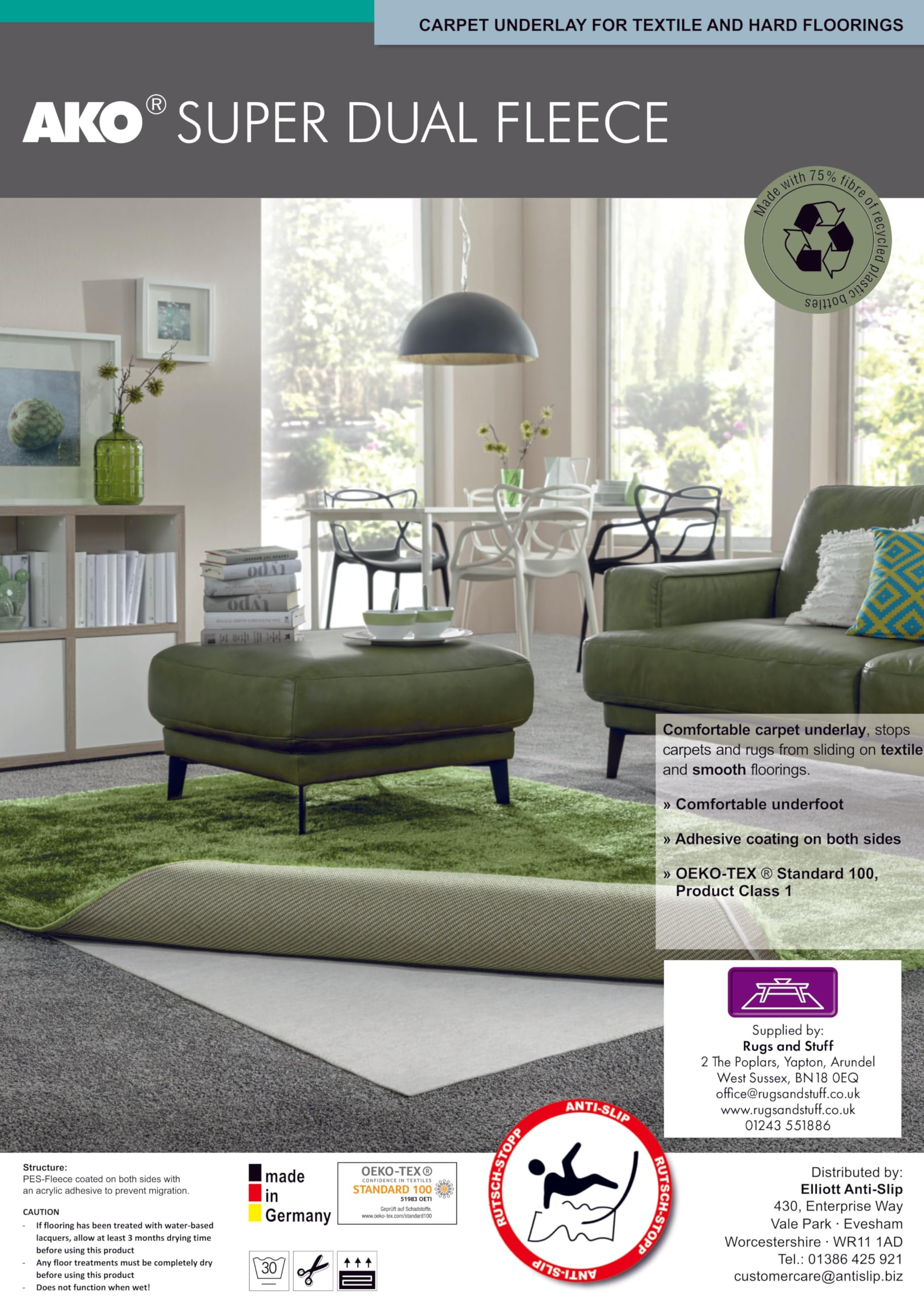 Non-Slip Rug Pad for All Floors - 180 x 280cm Beige Super Grip Base - Perfect for Hardwood, Tile & Laminate Floors - Secure Your Rugs in Living Room, Bedroom & Office