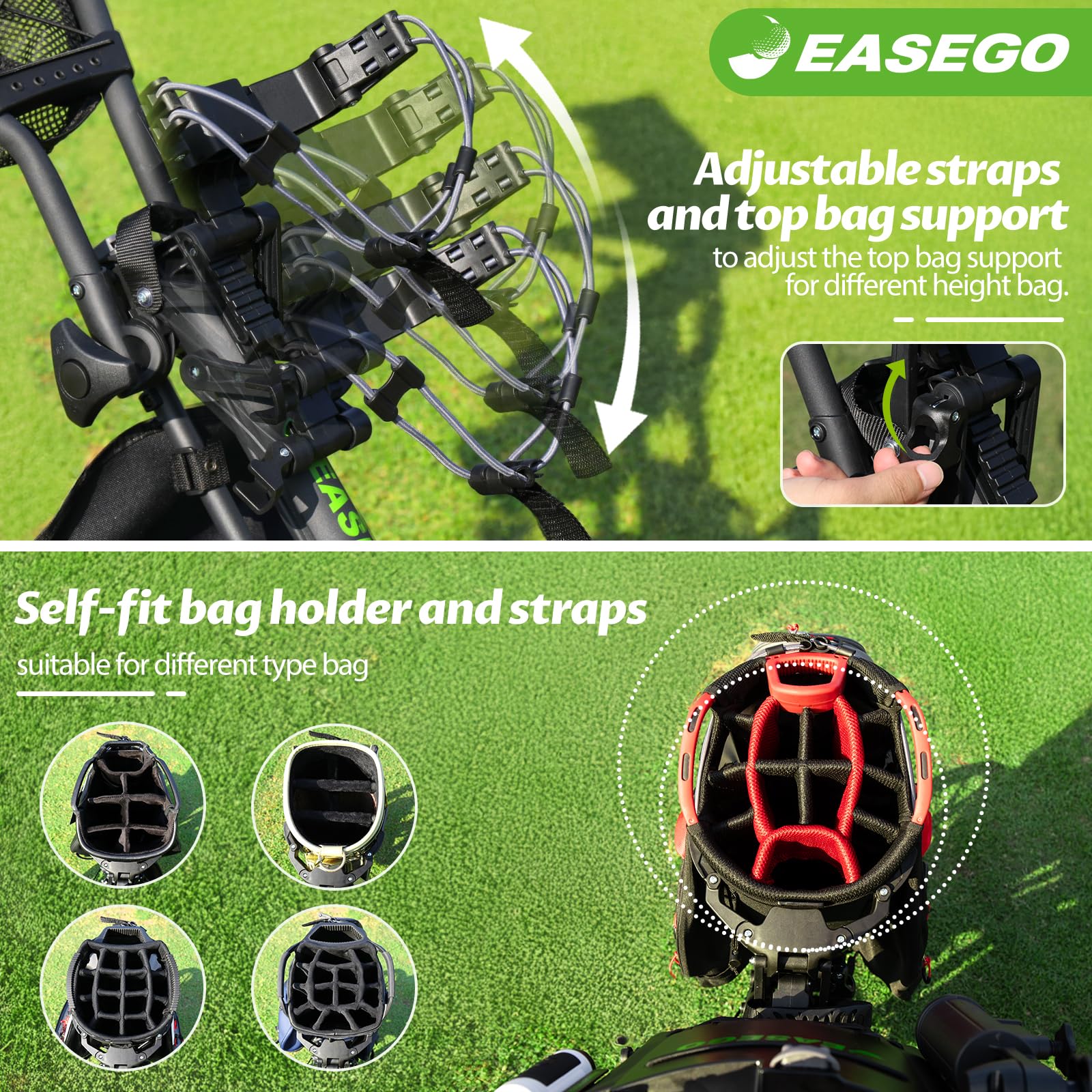 Premium 3-Wheel Golf Push Cart - Foldable Golf Bag Caddy with Phone Holder, Cup Holder & Umbrella Stand | Compact & Lightweight Design for Easy Transport | Ideal for All Terrains - Perfect for Golf Courses, Driving Ranges & Practice Sessions