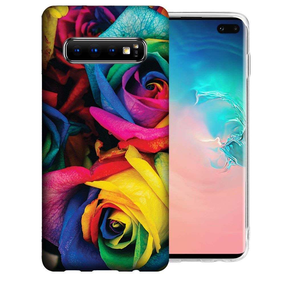 Colorful Roses TPU Gel Phone Case for Samsung Galaxy S10+ Plus - Slim Protective Cover with Floral Design - Perfect for Everyday Use, Gift Giving & Style Protection