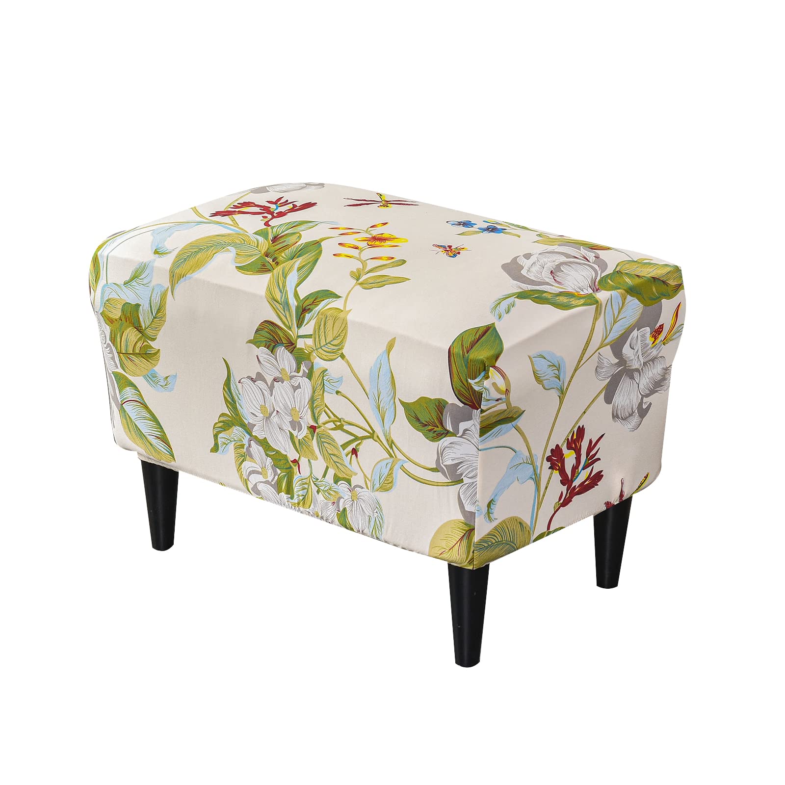 CRFATOP X-Large Printed Stretch Ottoman Chair Cover - Elastic Rectangle Storage Stool Slipcover for Footrest, Sofa & Footstool - Perfect for Living Room, Bedroom & Home Decor (30