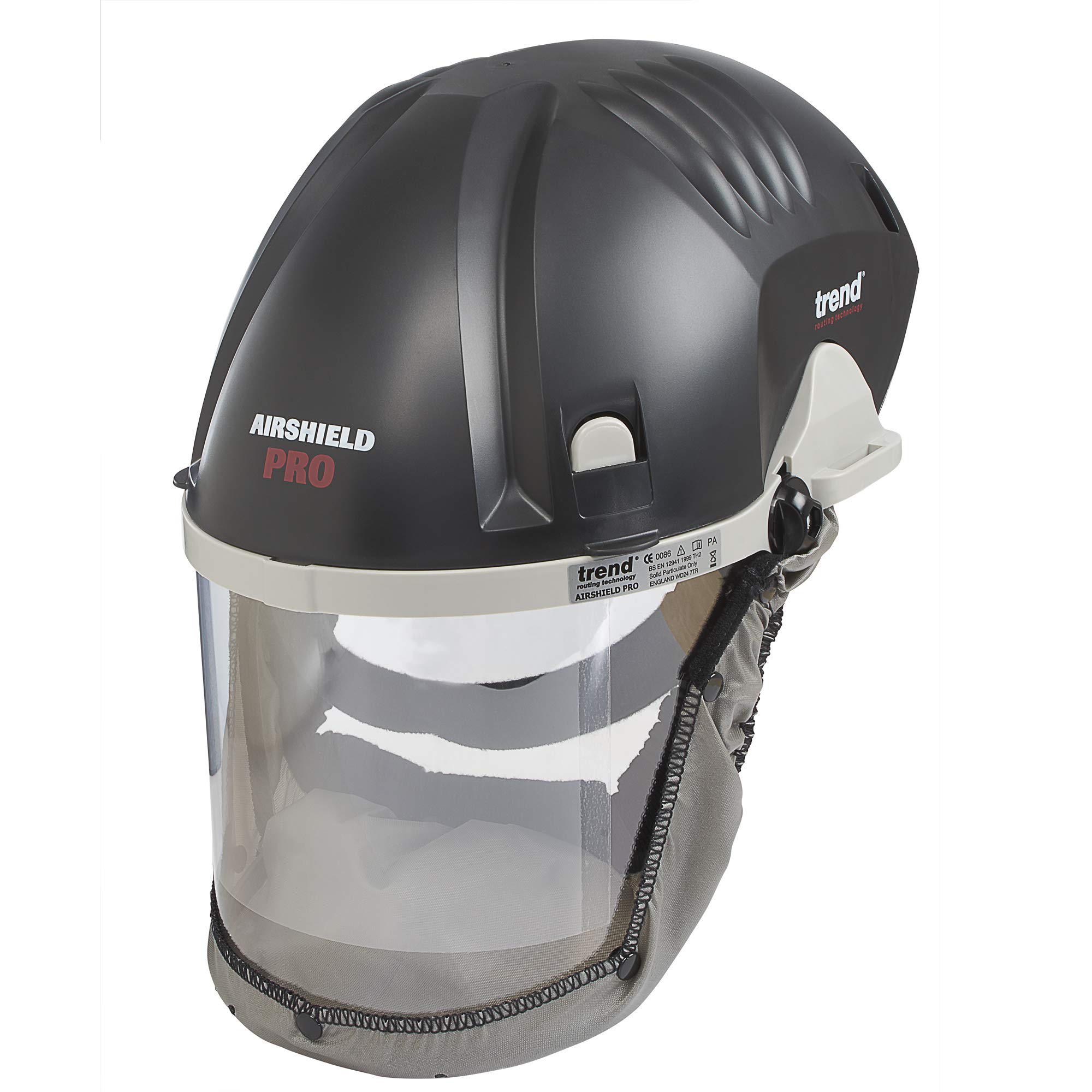 Trend Airshield Pro Full Face Shield - Battery Powered Dust Protection Mask with Air Circulation for Woodworking, Construction & DIY Projects | Comfortable Safety Gear for Sanding, Sawing & Painting