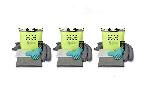 Universal Spill Kit for Trucks - Portable High Visibility Yellow Tote Bag for Chemical & Oil Spill Response - 3 Emergency Spill Containment Kits | Ideal for Workshops, Garages & Fleet Maintenance