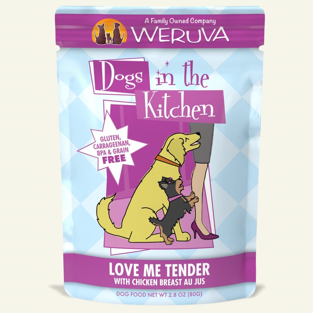 Weruva Love Me Tender Wet Dog Food Pouches - Grain-Free, Natural Ingredients for Dogs - Perfect for Travel, Hiking & On-The-Go Feeding