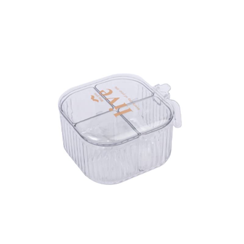 SKUWAG 4-Compartment Clear Spice Storage Box with Lid - White Seasoning Organizer Set for Kitchen Countertop, Pantry & Dining Table | Perfect for Salt, Pepper, Sugar & Spice Organization