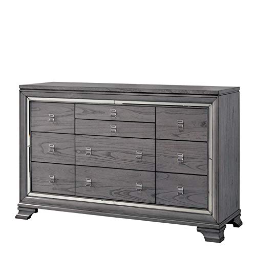 Furniture of America Hariston Contemporary Light Gray Wood 8-Drawer Dresser - Modern Bedroom Storage Solution for Home Organization
