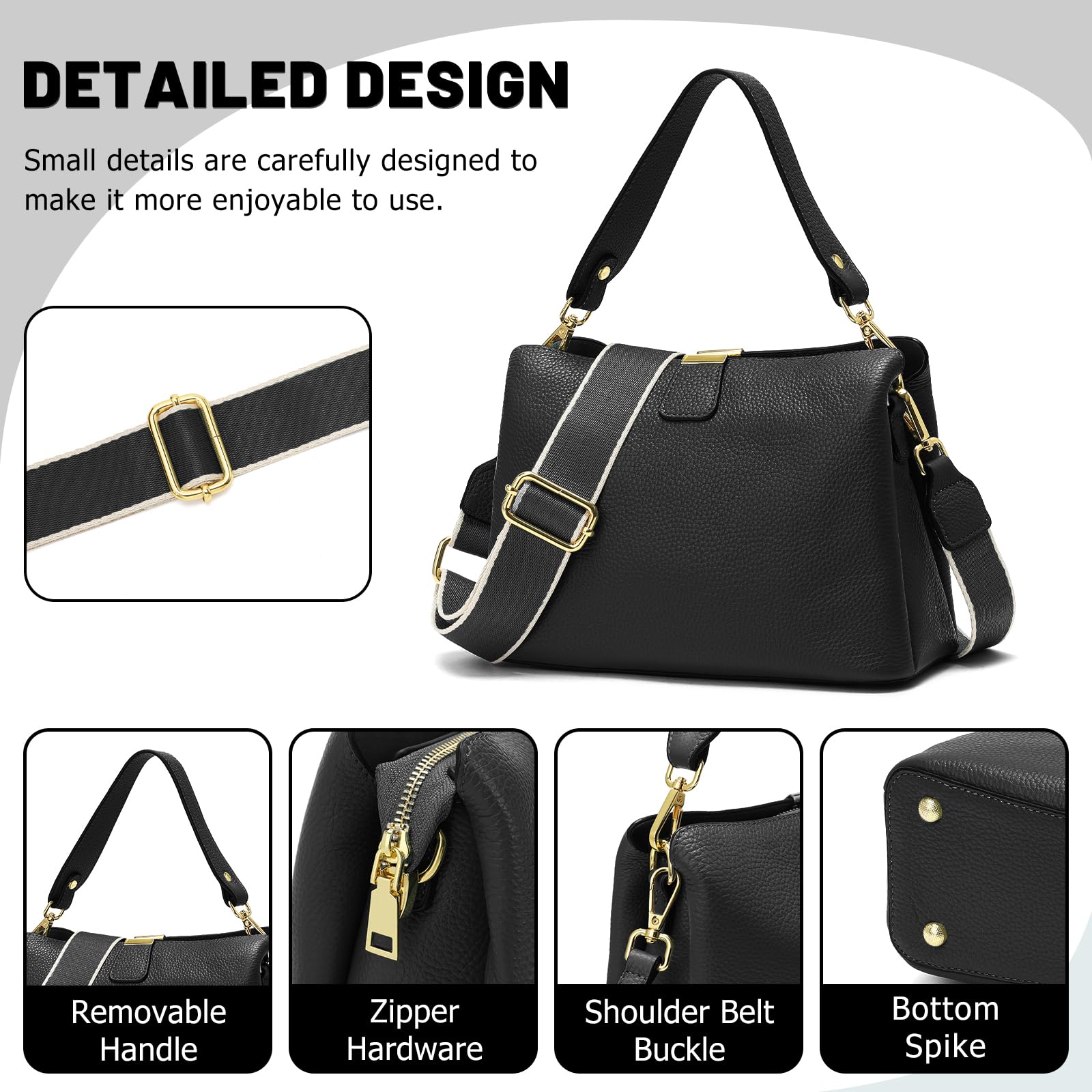 Small Women's Genuine Leather Bucket Shoulder Bag - Soft Crossbody Purse for Ladies | Perfect for Work, Travel & Everyday Use