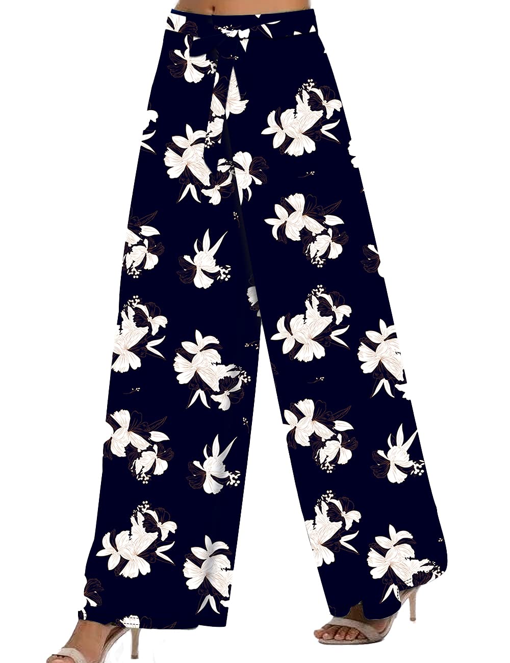 TICOSA Women's Printed Palazzo Lounge Pants - Wide Leg Flowy Casual Pants with Pockets for Yoga, Travel & Everyday Wear