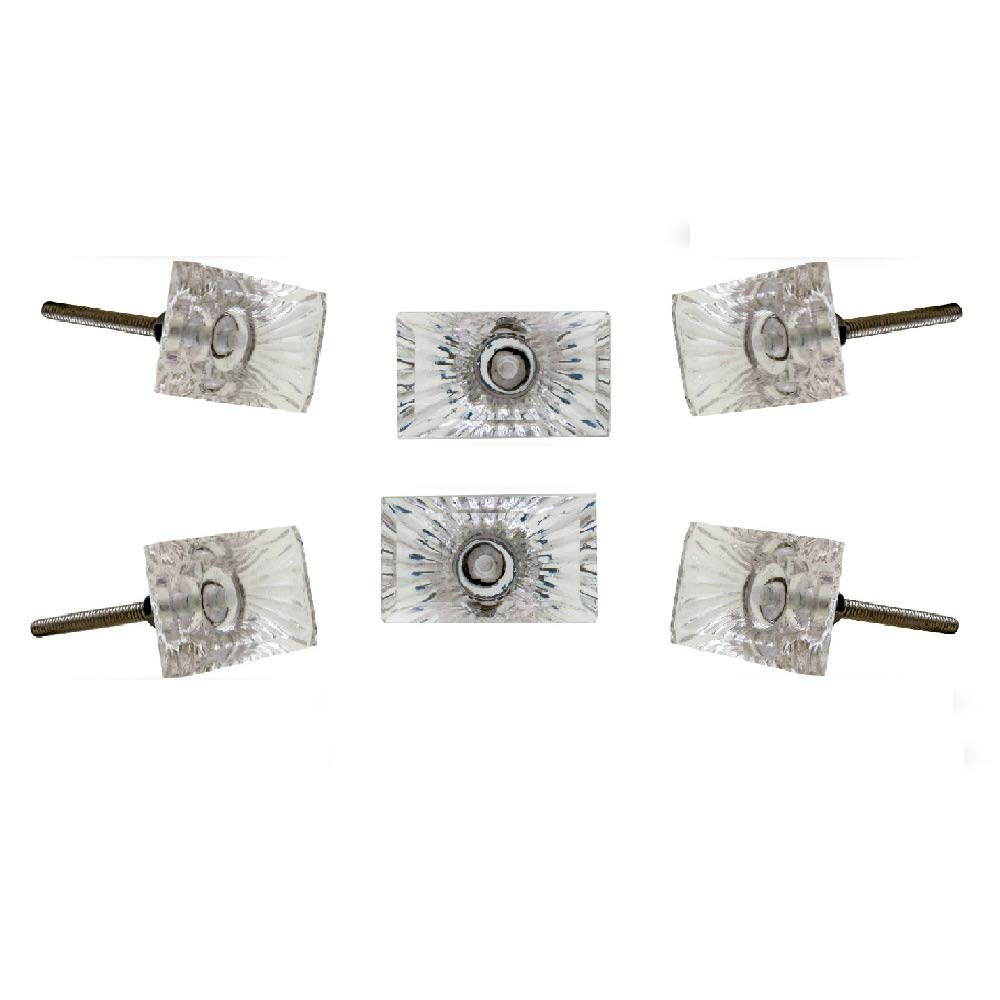TRINCA-FERRO Set of 6 Clear Glass Cabinet Knobs - Modern Dresser & Drawer Pulls for Kitchen, Bathroom, Bedroom & Office - Perfect for Home Renovation & Furniture Upgrade