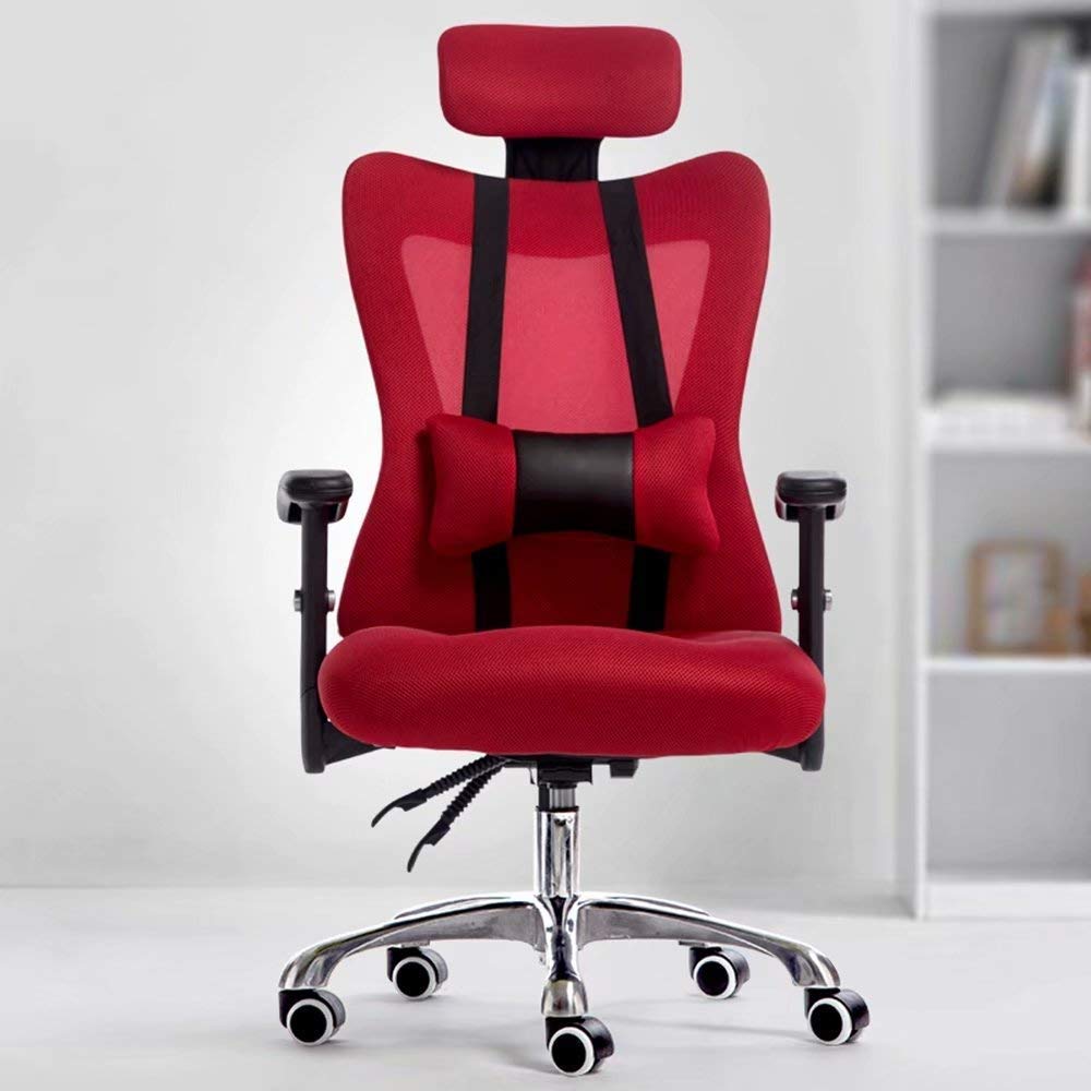 WXF Racing Gaming Chair with Lumbar Support - Ergonomic Mesh Office Chair, Adjustable Height & Reclining Back, Ultimate Comfort for Gaming & Work (Red) - Perfect for Esports, Home Office & Streaming Setup