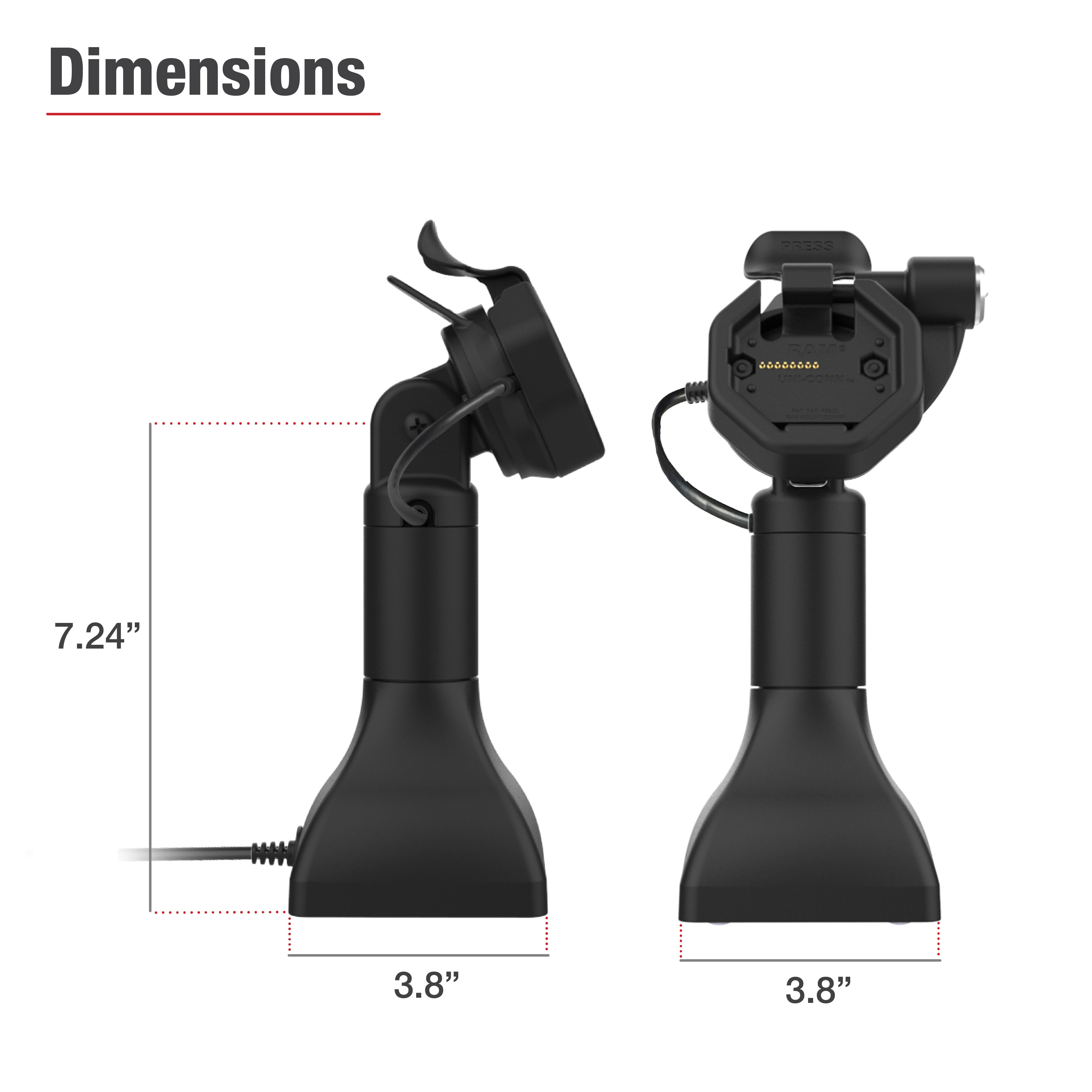 GDS® Uni Conn™ Powered 7-Locking Pedestal Dock with PoE - Secure Charging Station for Multiple Devices | Ideal for Office, Conference Rooms & Workspaces (RAM GDS DOCKLR D11 7 U3E)