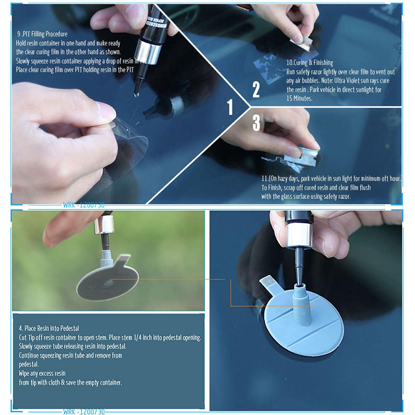 Windshield Repair Kit - Automotive Glass Repair Fluid & Quick Fix Windscreen Tool Set | DIY Car Windshield Crack Repair for Cars, Trucks & SUVs | Perfect for Road Trips & Emergency Vehicle Maintenance