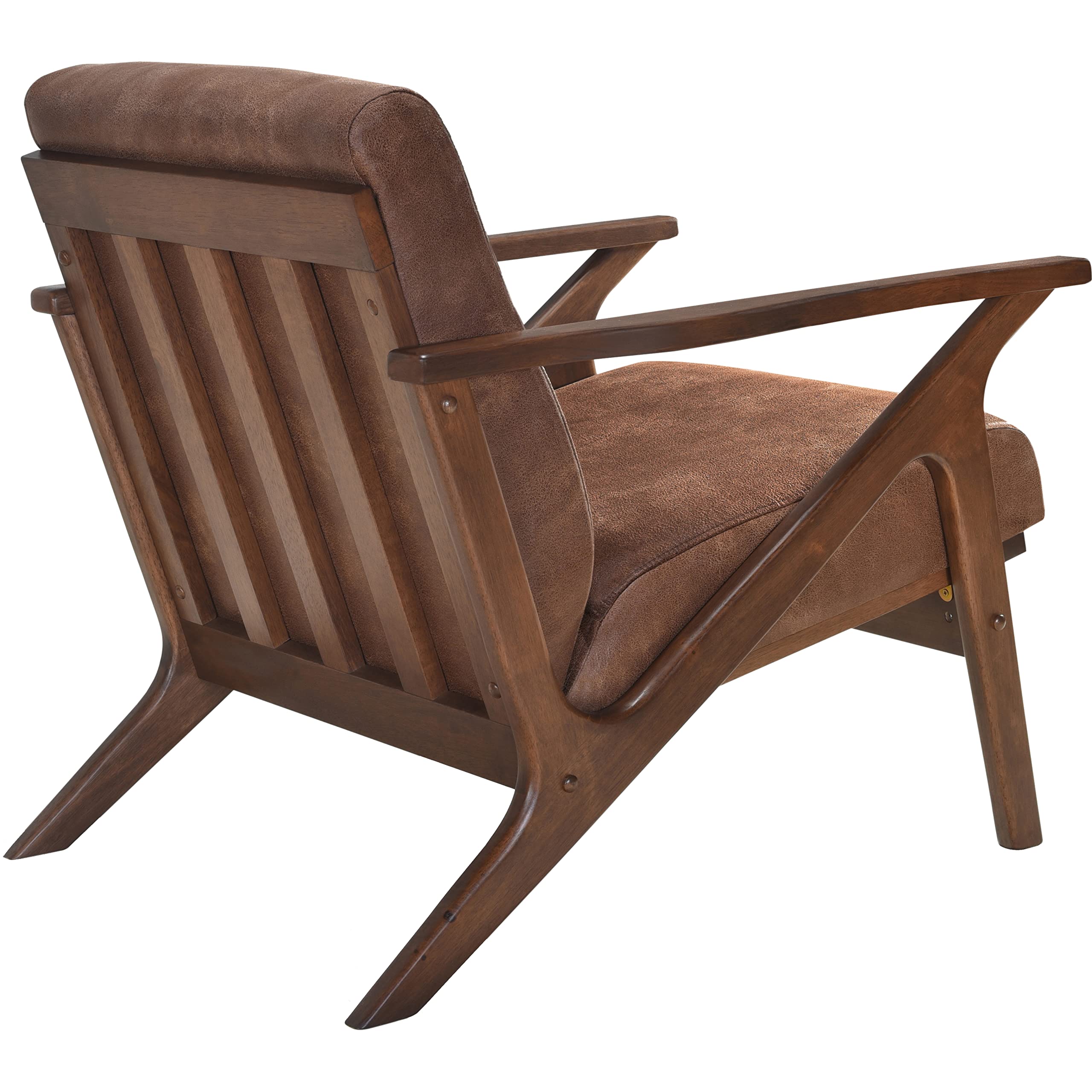 Mid Century Modern Accent Chair - Solid Wood Frame Armchair in Mocha/Walnut - Stylish Living Room, Bedroom & Reading Chair for Home Decor - Perfect for Relaxing, Entertaining & Small Spaces