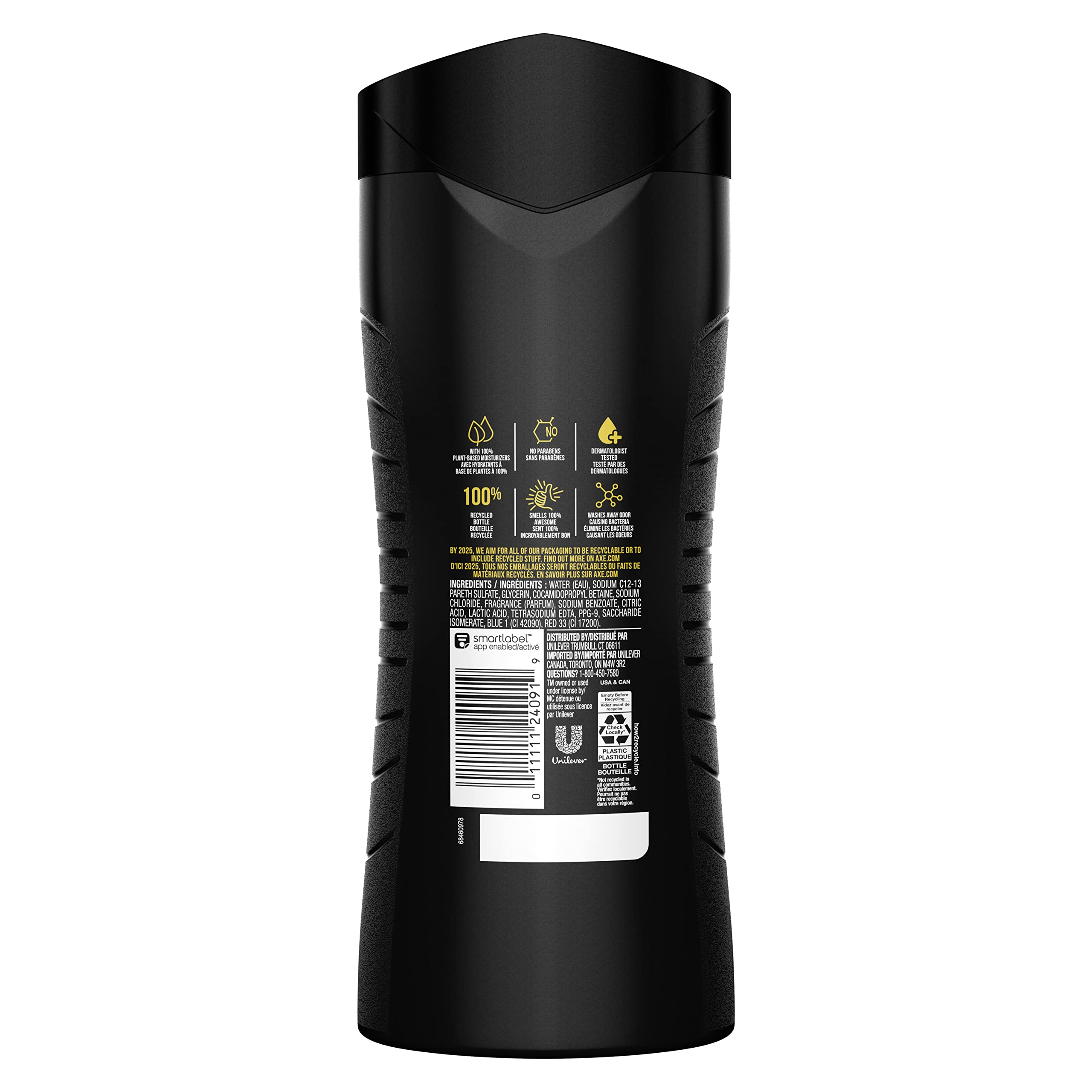 AXE Body Wash for Men - 12h Long-Lasting Refreshing Scent with Crisp Coconut & Black Pepper | 100% Plant-Based Moisturizers | 16 oz | Perfect for Gym, Work & Daily Shower Routine