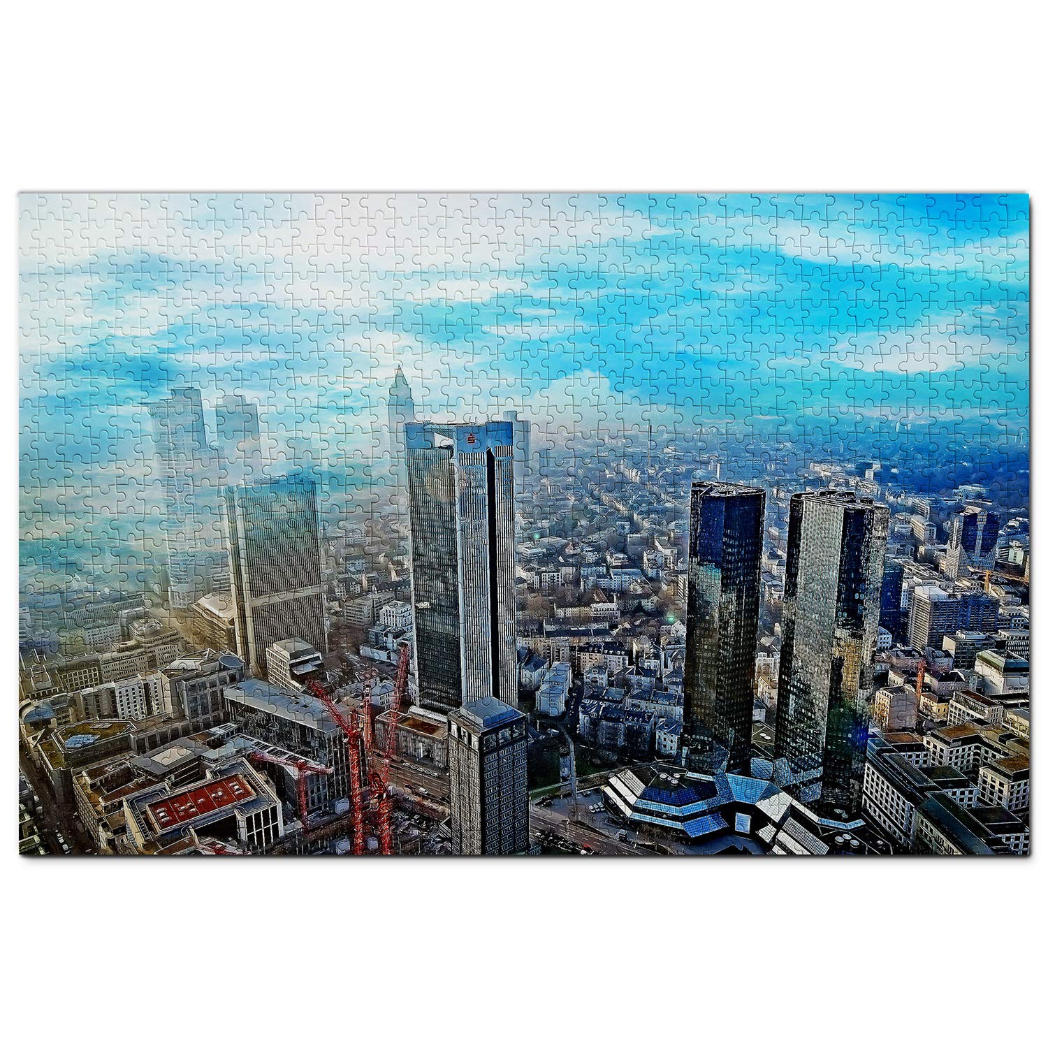 1000-Piece Germany Main Tower Frankfurt Jigsaw Puzzle - Wooden Travel Souvenir & Home Decor for Adults & Kids | Perfect Gift for Puzzle Lovers & Travel Enthusiasts