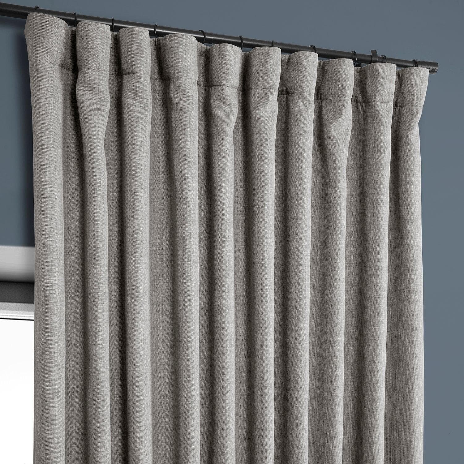 Extra Wide Textured Faux Linen Blackout Curtains for Living Room & Bedroom - Noise Reducing Thermal Insulated Window Drapes for Home Decor
