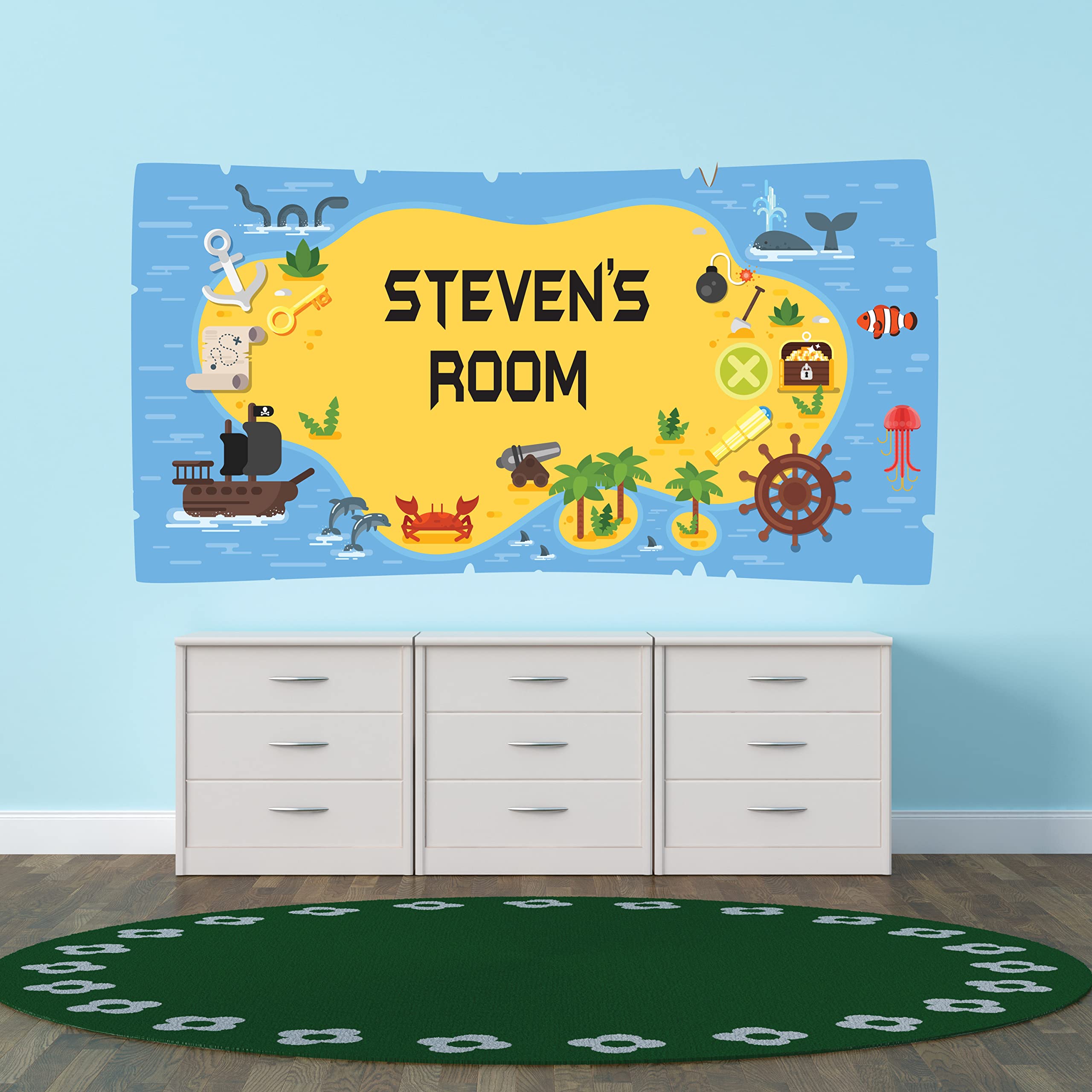 Custom Pirate Name Wall Decal for Kids Room Decor - 30