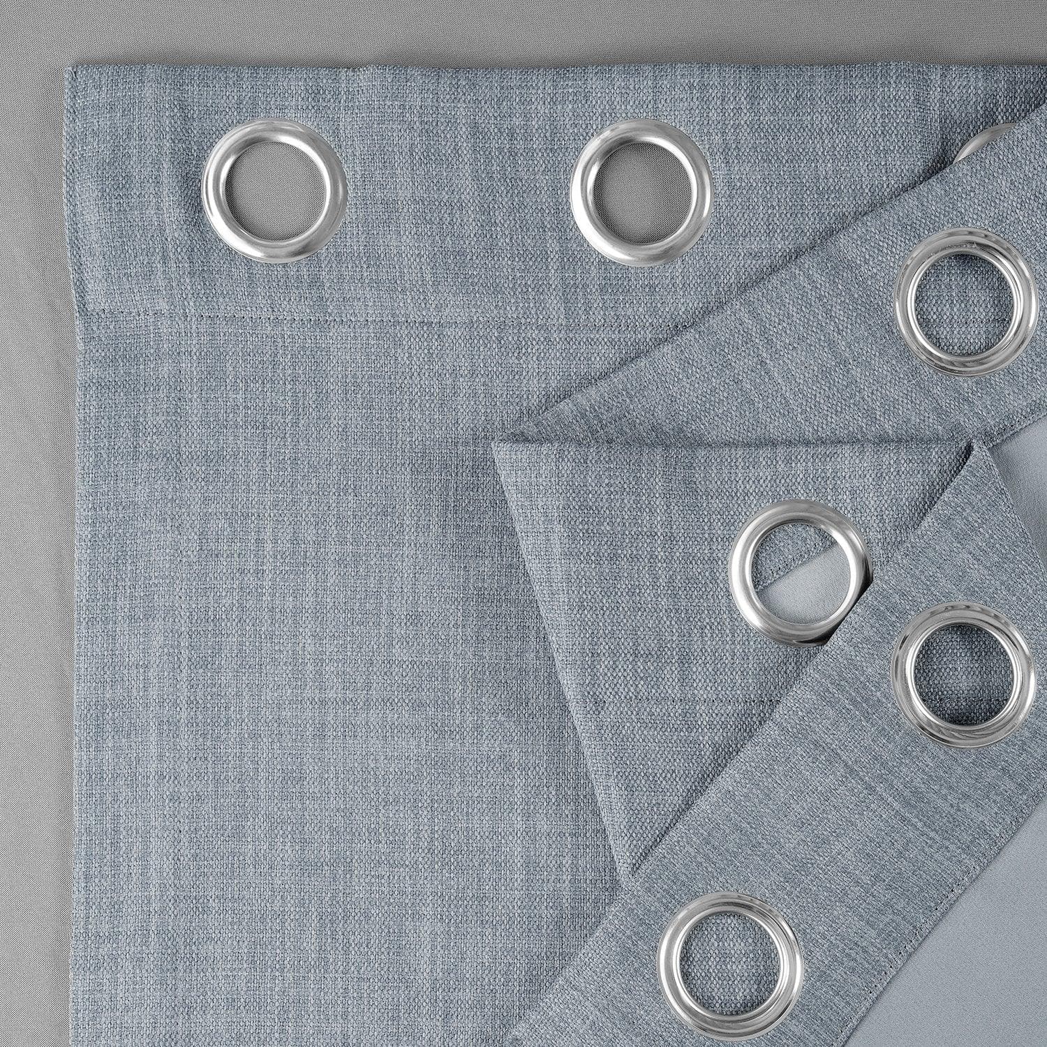 Heather Grey Grommet Textured Faux Linen Blackout Curtains for Bedroom - Thermal Insulated Window Drapes for Living Room & Nursery, Noise Reducing Room Darkening Panels (84 Inch Length)