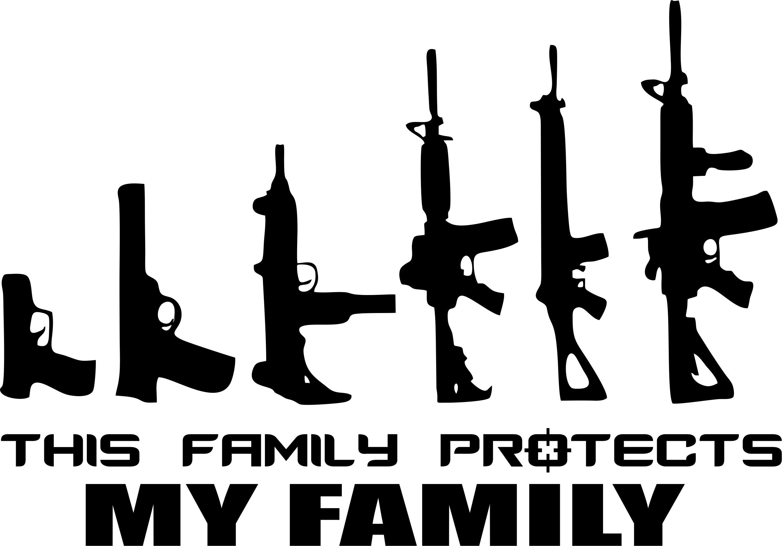 Gun Family Figure Sticker - This Family Protects My Family Decal for Cars & Trucks | Bumper Sticker, Vinyl Graphics - Perfect for 2A Supporters, Hunting Enthusiasts & Patriotic Vehicle Decoration