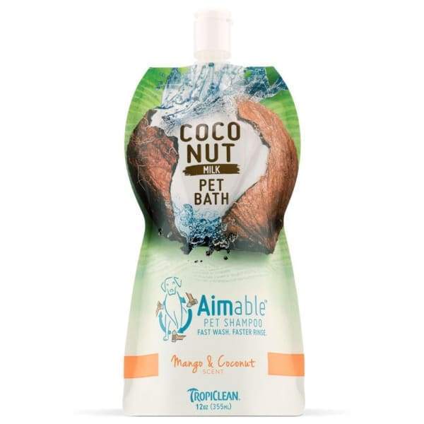 Tropiclean Coconut Milk & Mango Pet Shampoo for Dogs & Cats - 12oz Natural Moisturizing Bath - Soothes Dry Skin & Leaves Fur Soft & Shiny - Perfect for Regular Grooming & Sensitive Skin Care