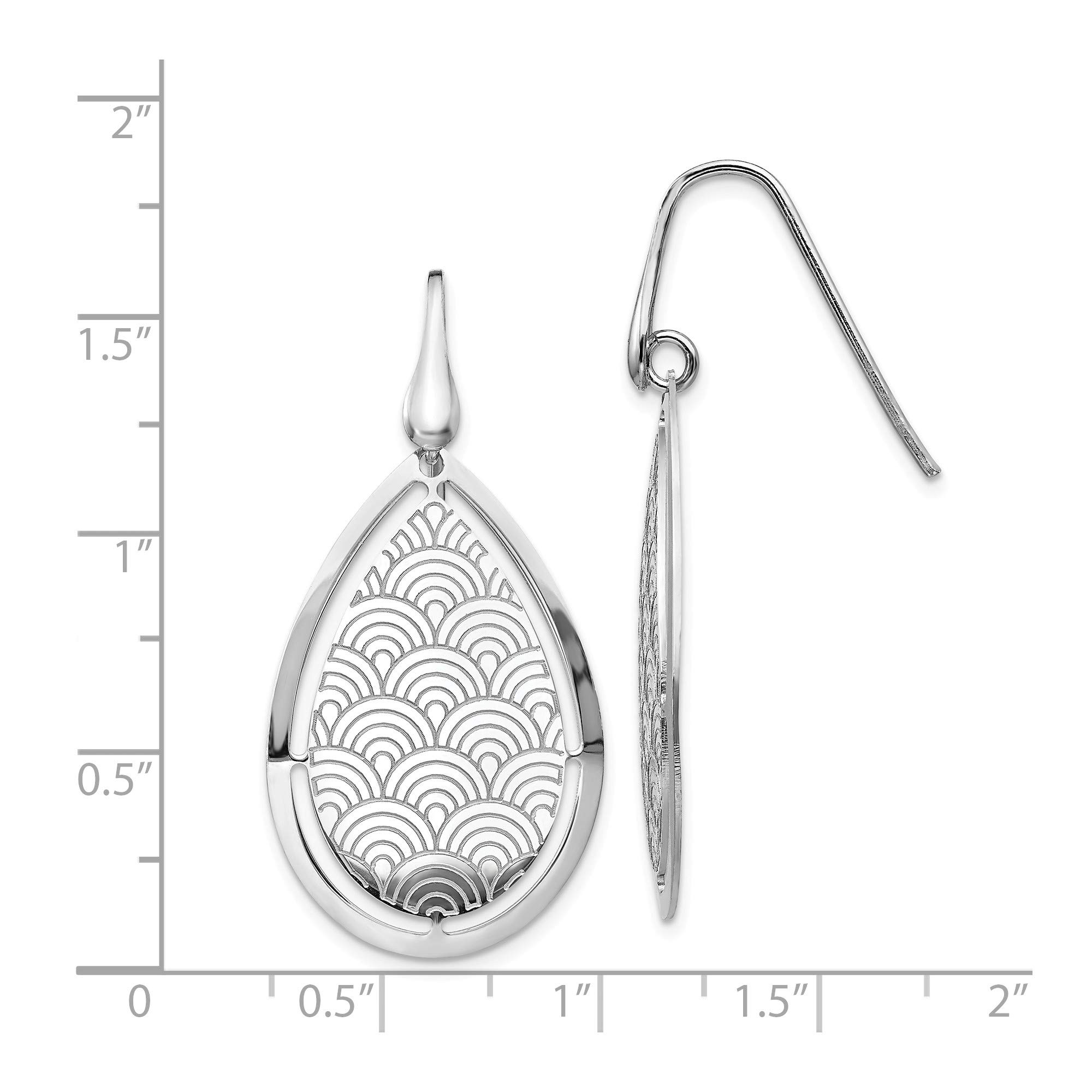 Leslie's Sterling Silver Brushed/Polished Laser Cut Dangle Earrings for Women - Elegant Handmade Jewelry Gift for Birthday, Anniversary & Special Occasions